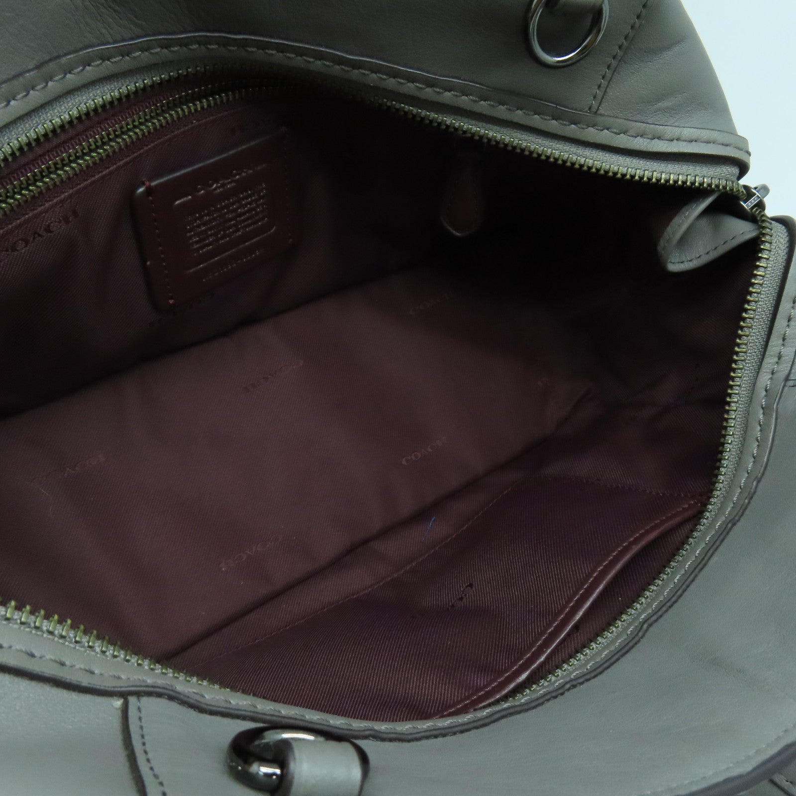 COACH 【激減優惠】牛皮皮革2 Way Shoulder金扣/黑扣手挽肩背兩用袋灰色