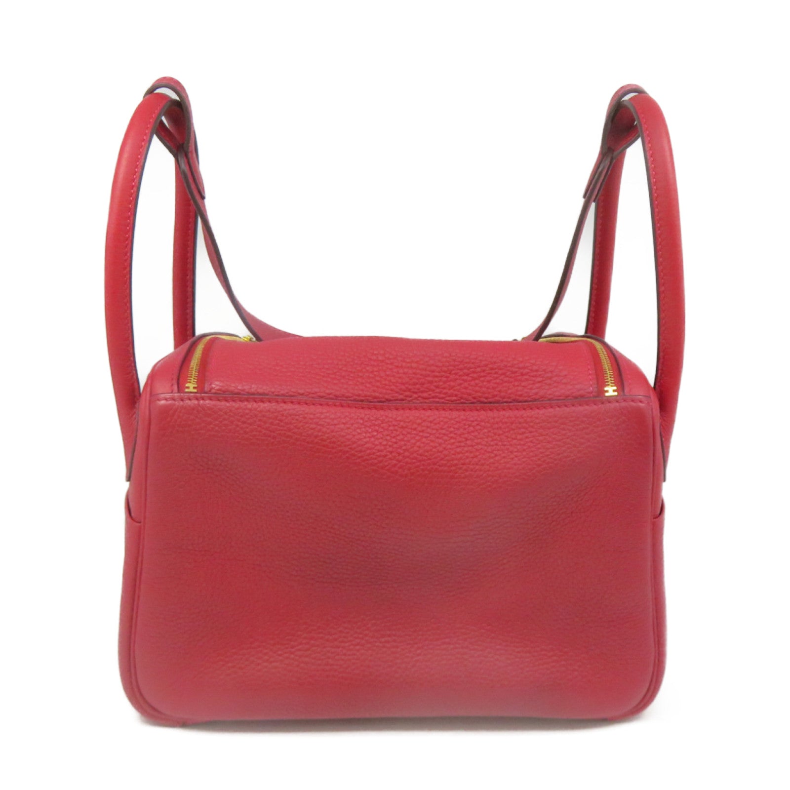 HERMES Clemence皮革 Lindy 26 Shoulder Bag金扣肩背袋Q5紅色