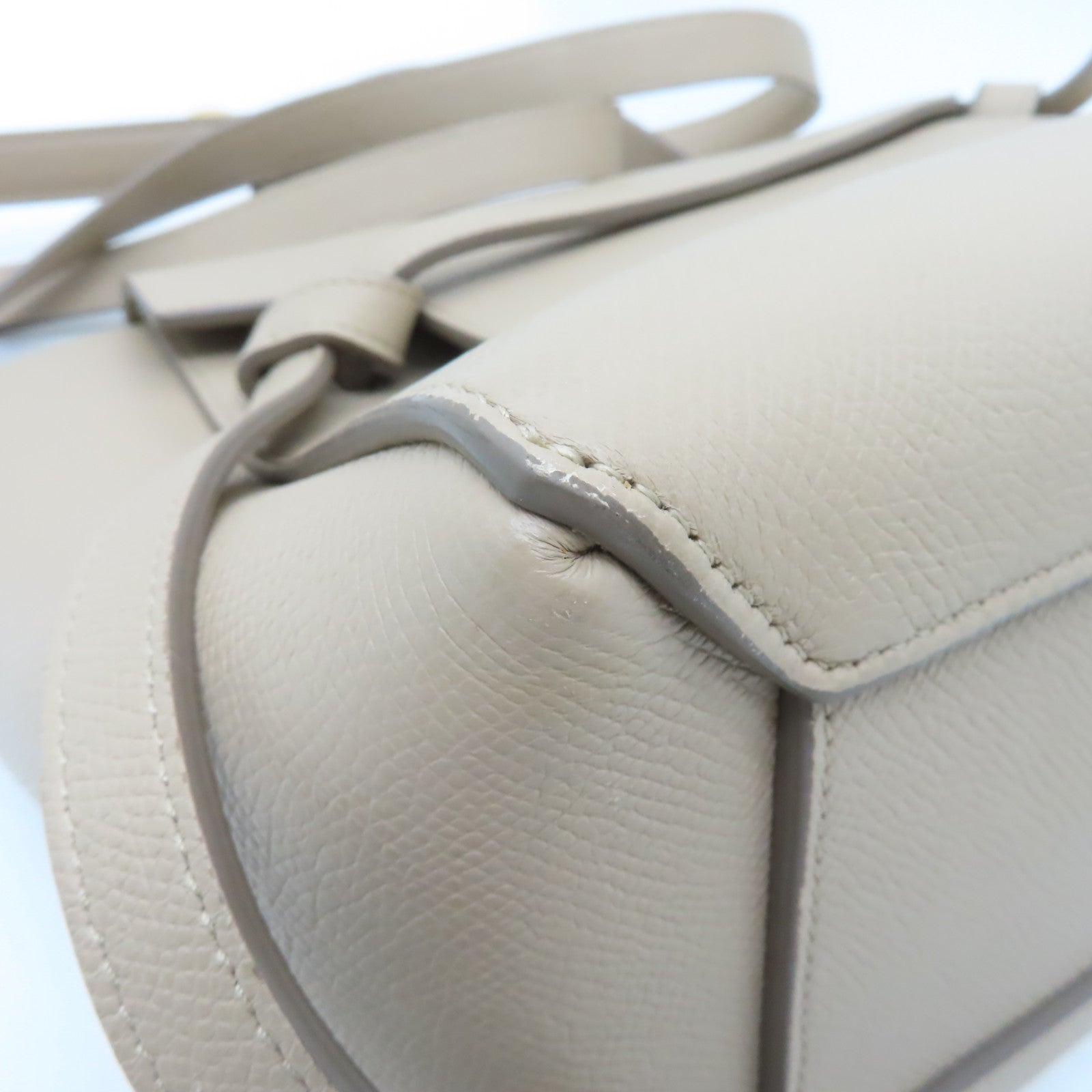 CELINE 牛皮皮革Belt Bag金扣手挽肩背兩用袋米色