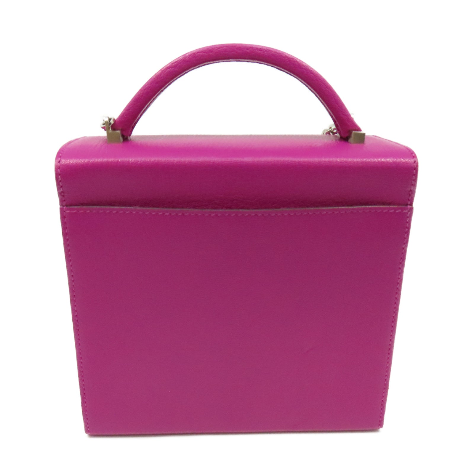 HERMES 【激減優惠】Chevre皮革Cinhetiz 2Way Shoulder Bag銀扣鏈帶手挽肩背兩用袋Rose Purple玫瑰紫色
