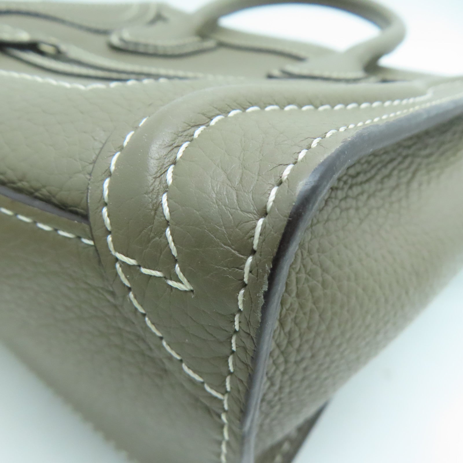 CELINE 【激減優惠】牛皮皮革Nano Luggage銀扣手挽肩背兩用袋灰色