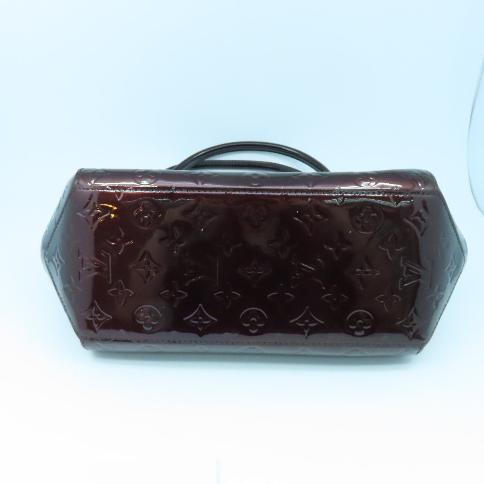 LOUIS VUITTON Vernis Sherwood PM金扣手挽袋酒紅色