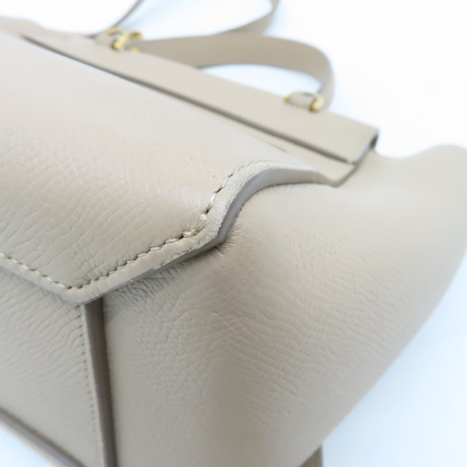 CELINE 牛皮皮革Belt Bag金扣手挽肩背兩用袋米色