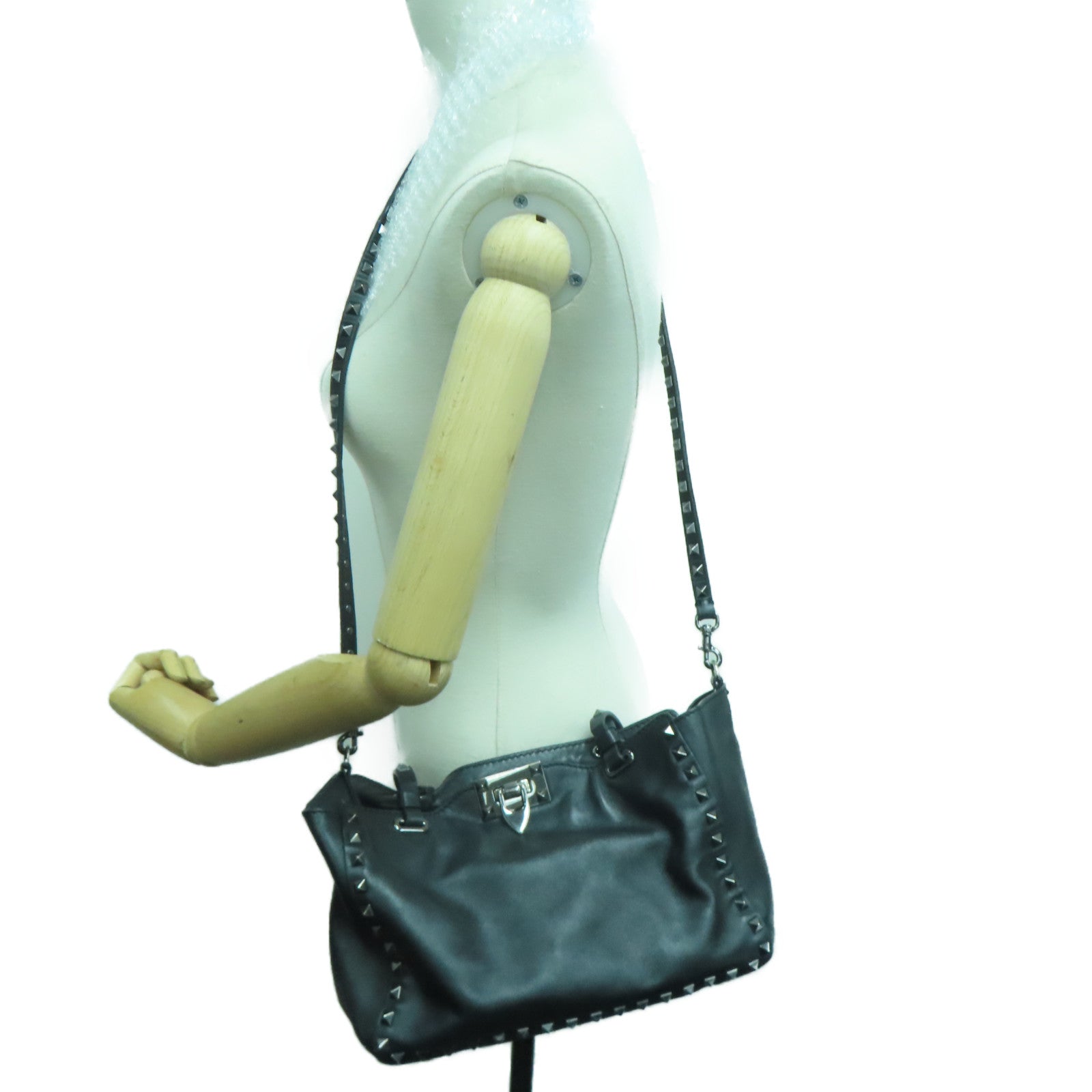 Valentino 牛皮皮革Shoulder Bag手挽肩背两用袋黑色
