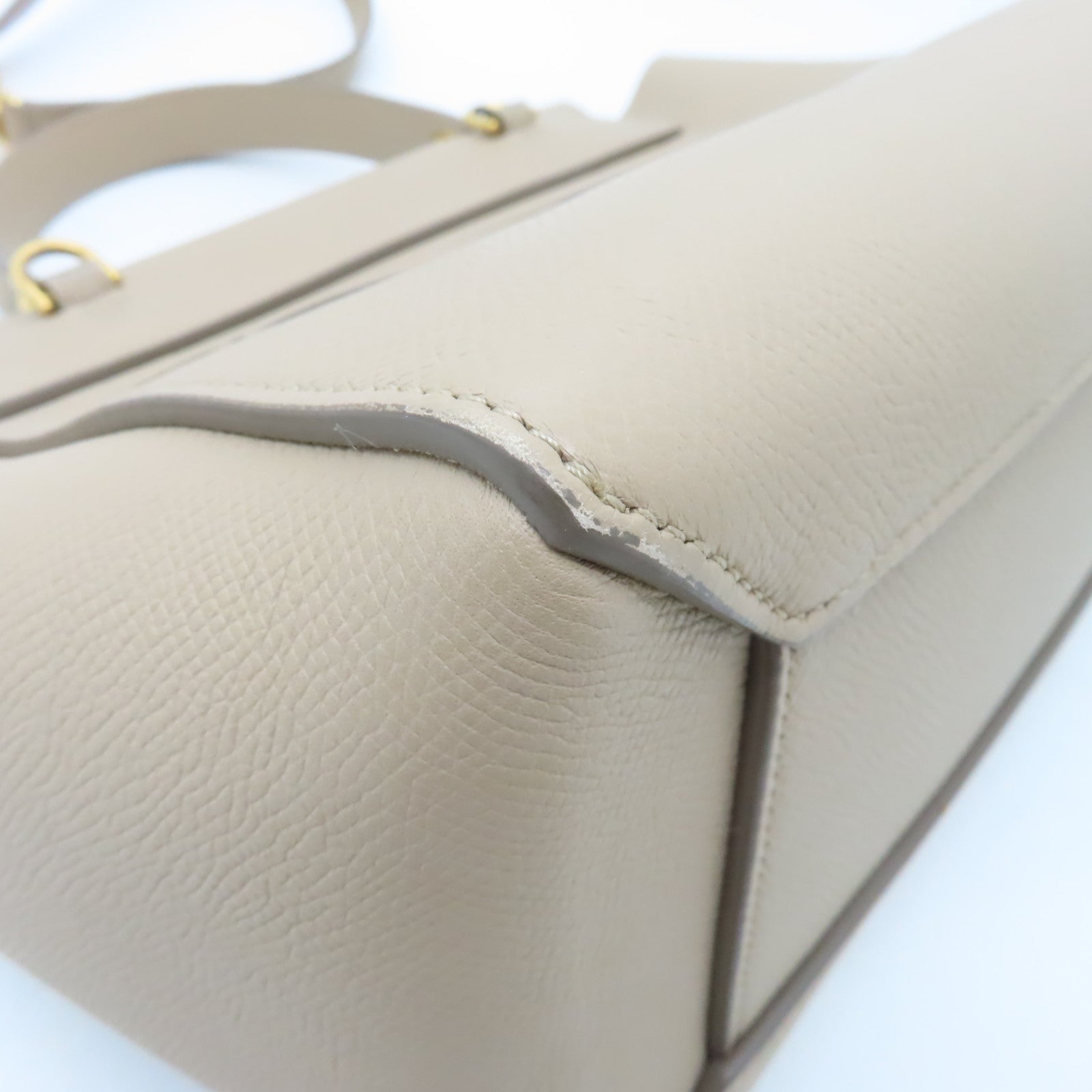 CELINE 牛皮皮革Belt Bag金扣手挽肩背兩用袋米色