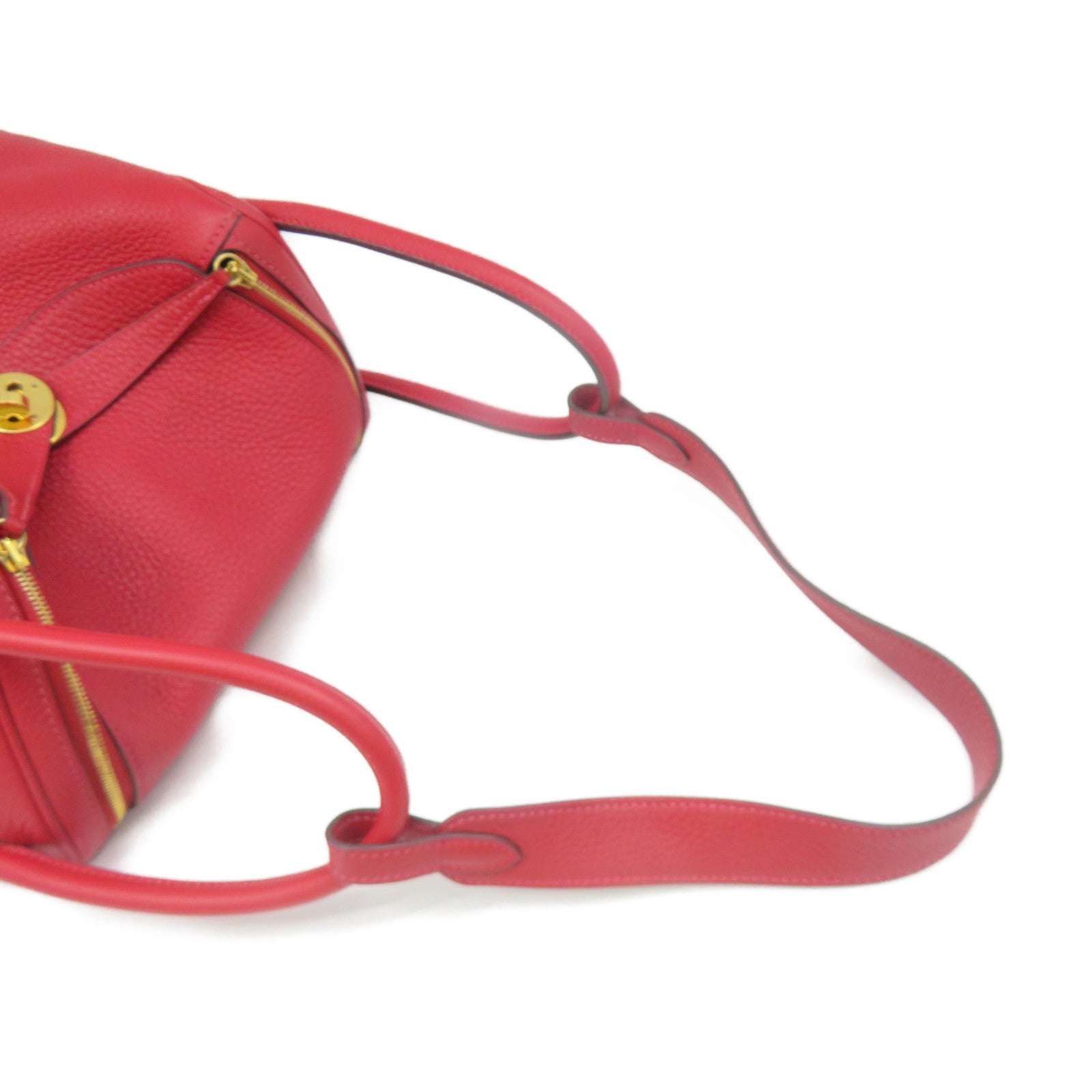 HERMES Clemence皮革 Lindy 26 Shoulder Bag金扣肩背袋Q5紅色