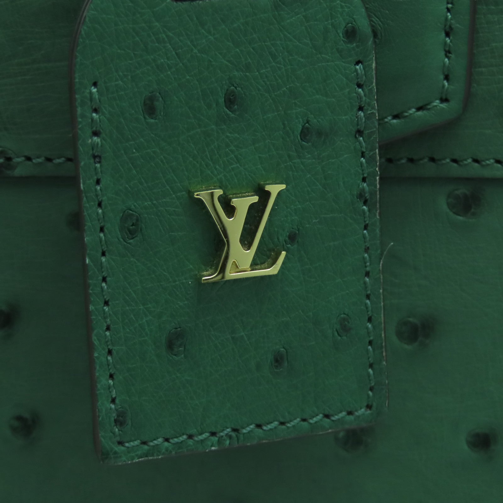 LOUIS VUITTON 鴕鳥皮革City Steamer MM金扣手挽肩背兩用袋綠色