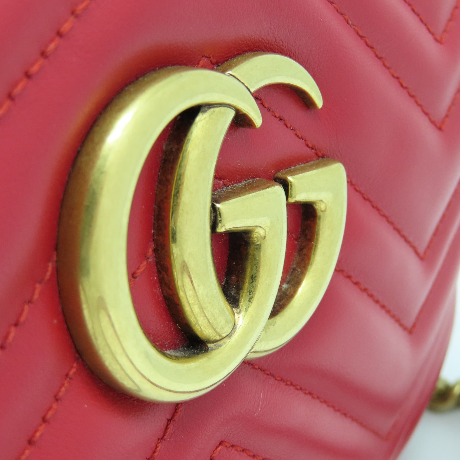 GUCCI 牛皮皮革Shoulder Bag金扣肩背袋红色