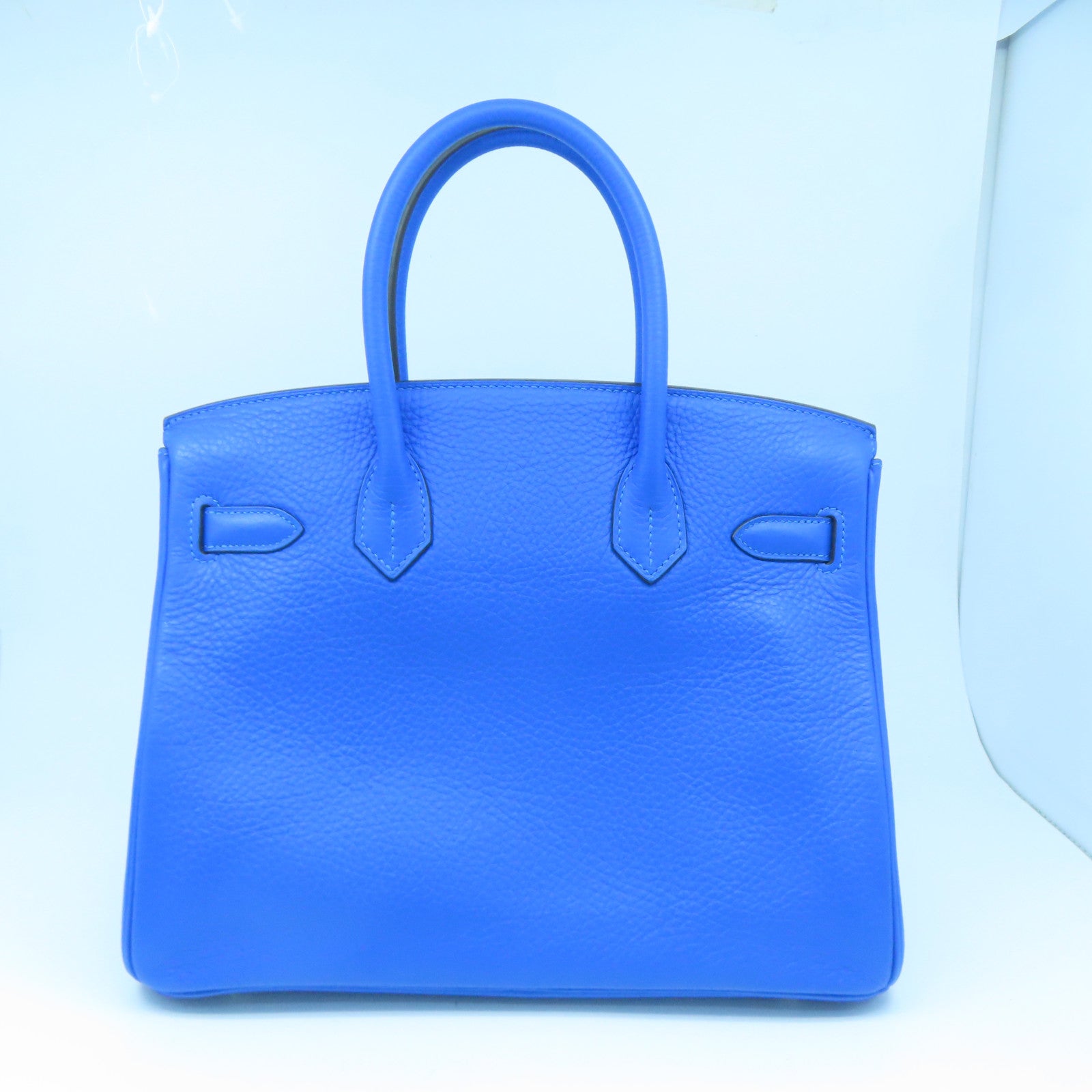 HERMES 【激減優惠】Clemence皮革Birkin 30 Hand Bag銀扣手挽袋藍色