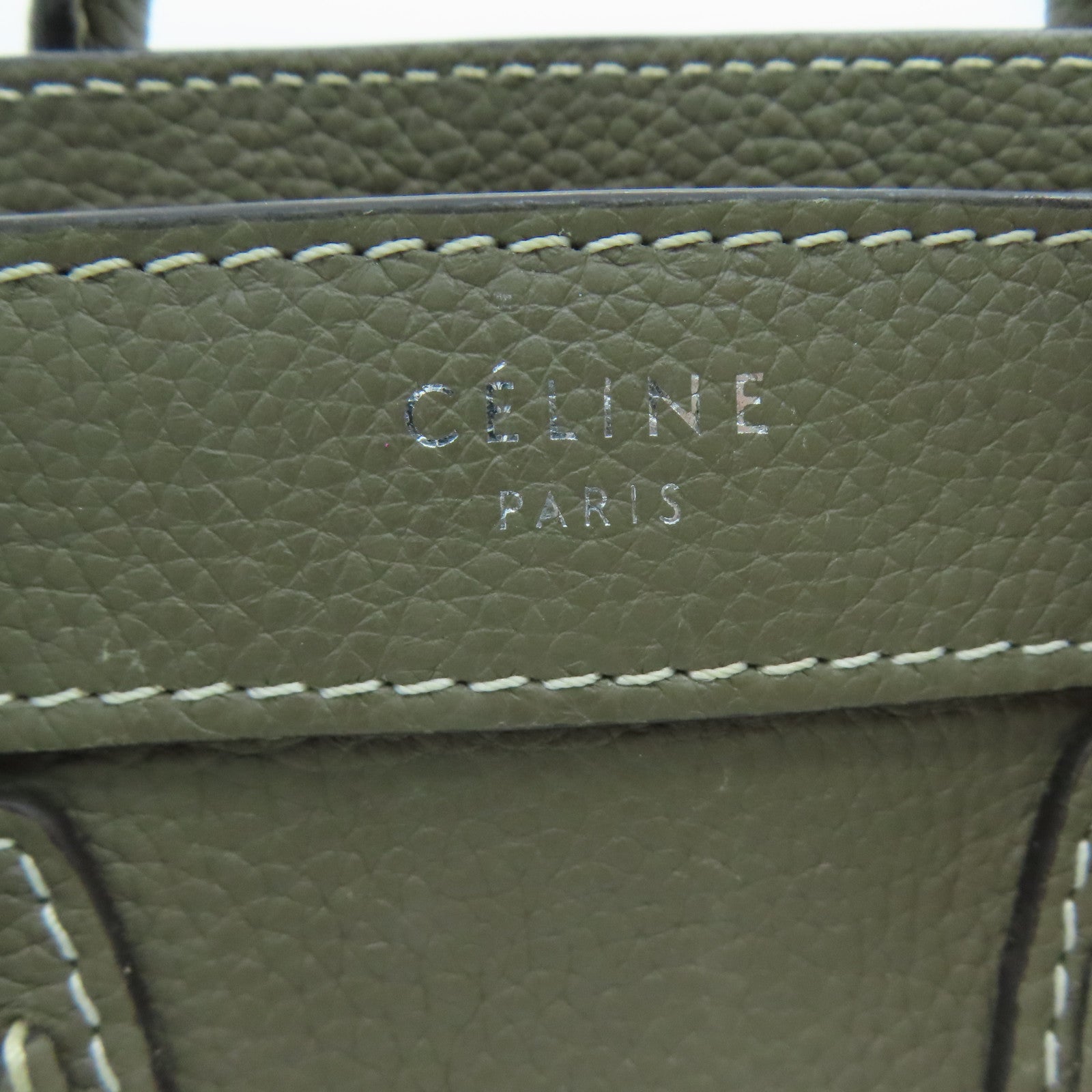 CELINE 【激減優惠】牛皮皮革Nano Luggage銀扣手挽肩背兩用袋灰色