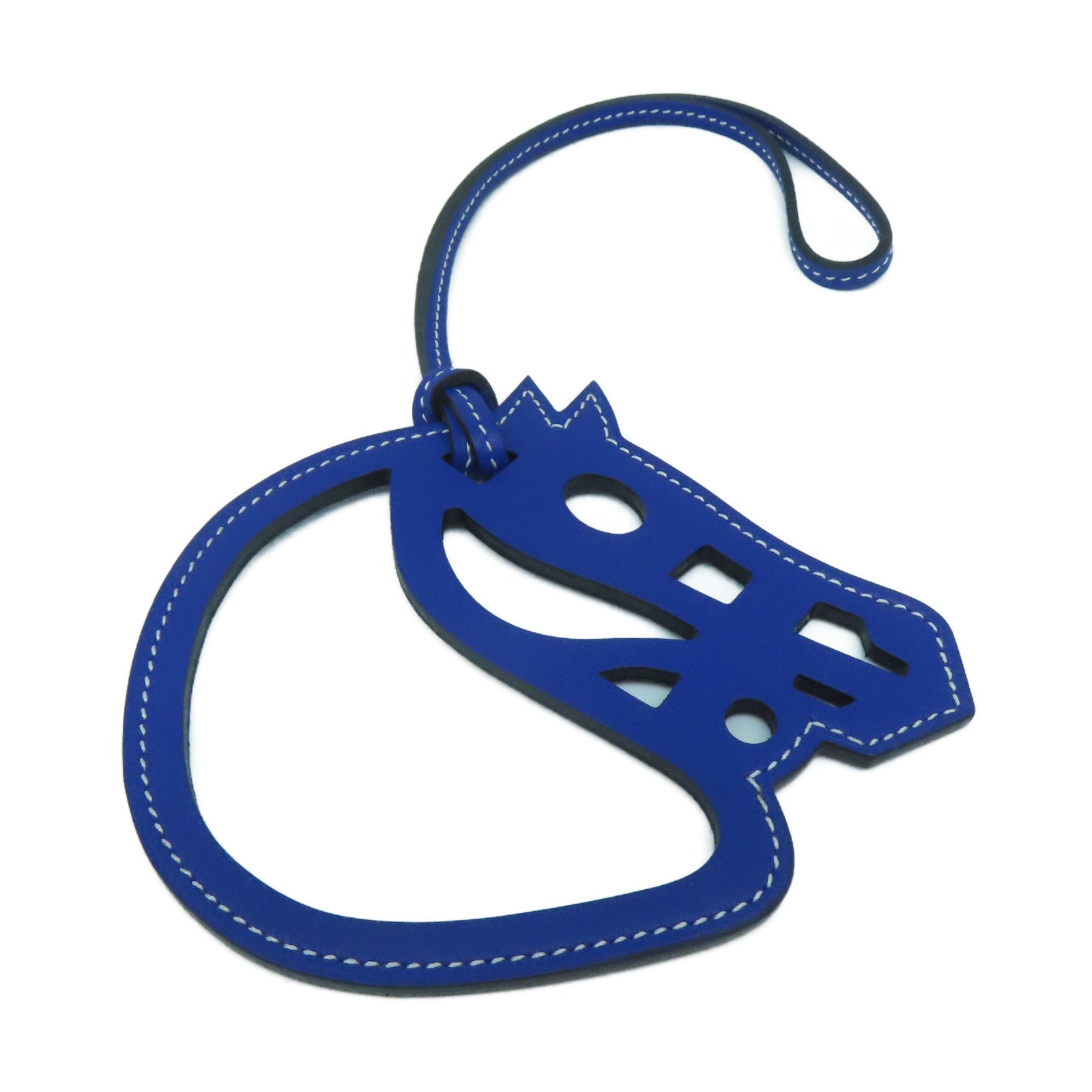 HERMES Swift皮革Horse Charm掛飾電光藍色