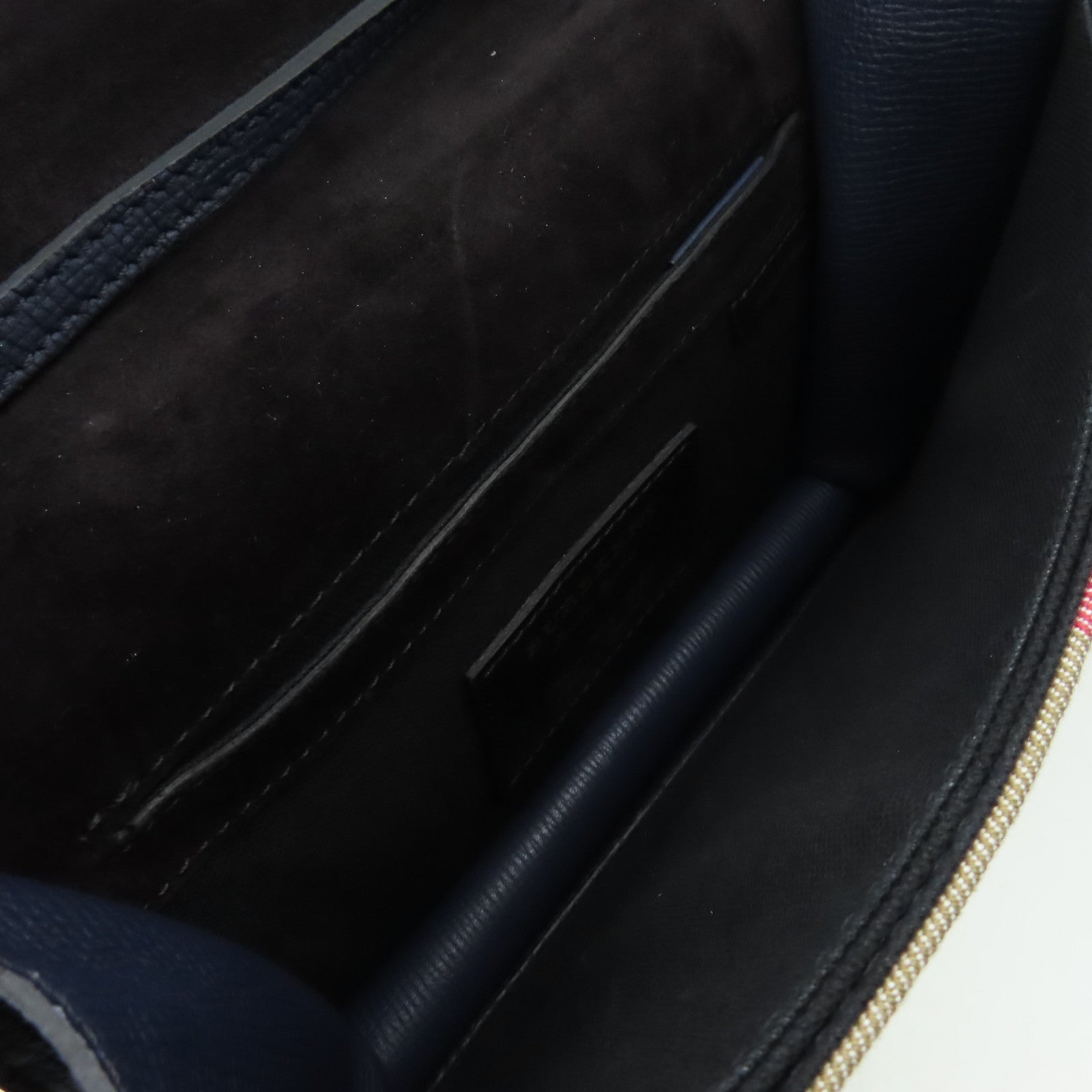BURBERRY 牛皮皮革/帆布Shoulder Bag金扣肩背袋藍色/啡色