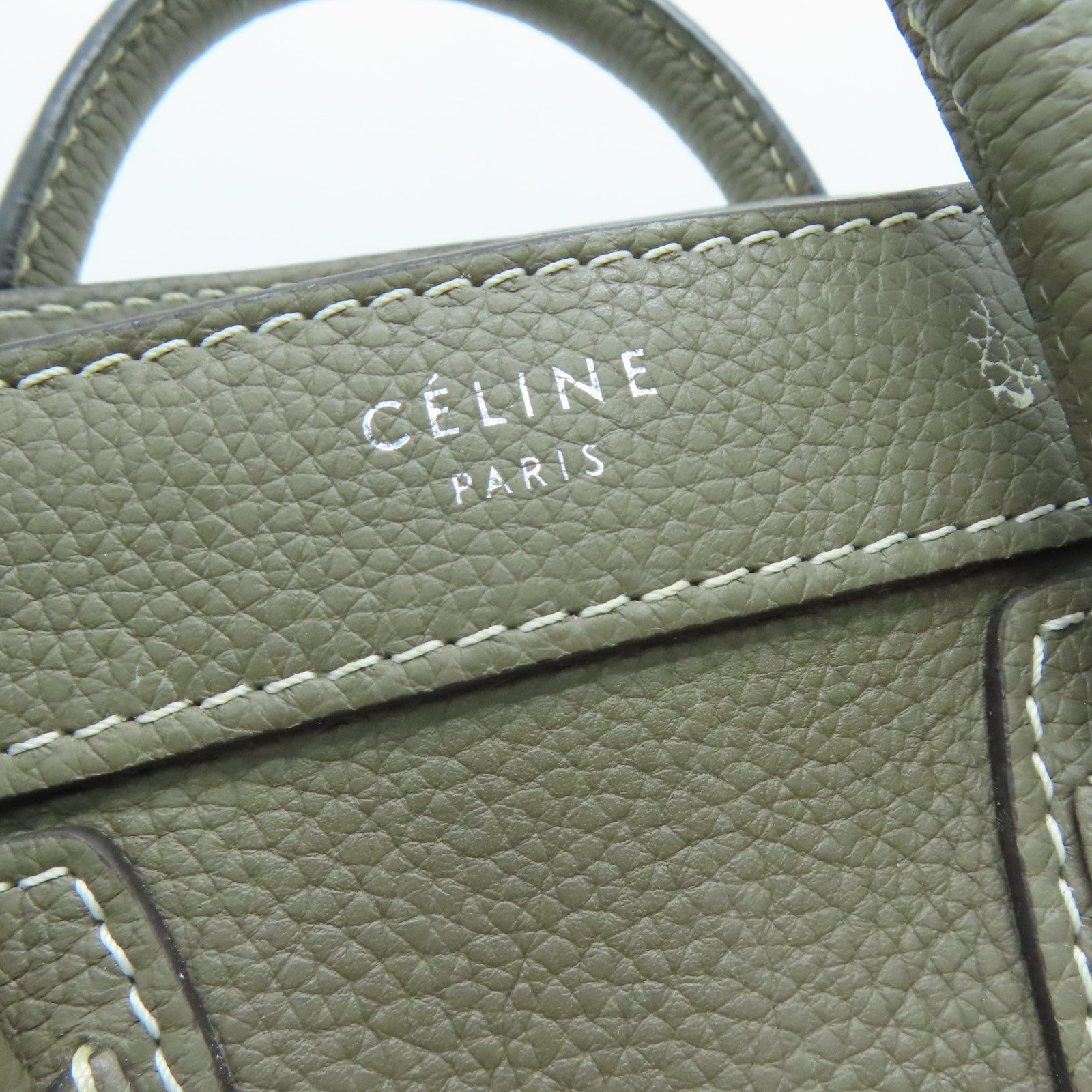 CELINE 【激減優惠】牛皮皮革Nano Luggage銀扣手挽肩背兩用袋灰色