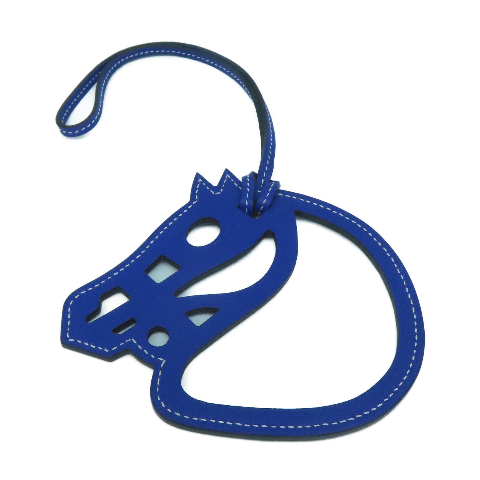 HERMES Swift皮革Horse Charm掛飾電光藍色