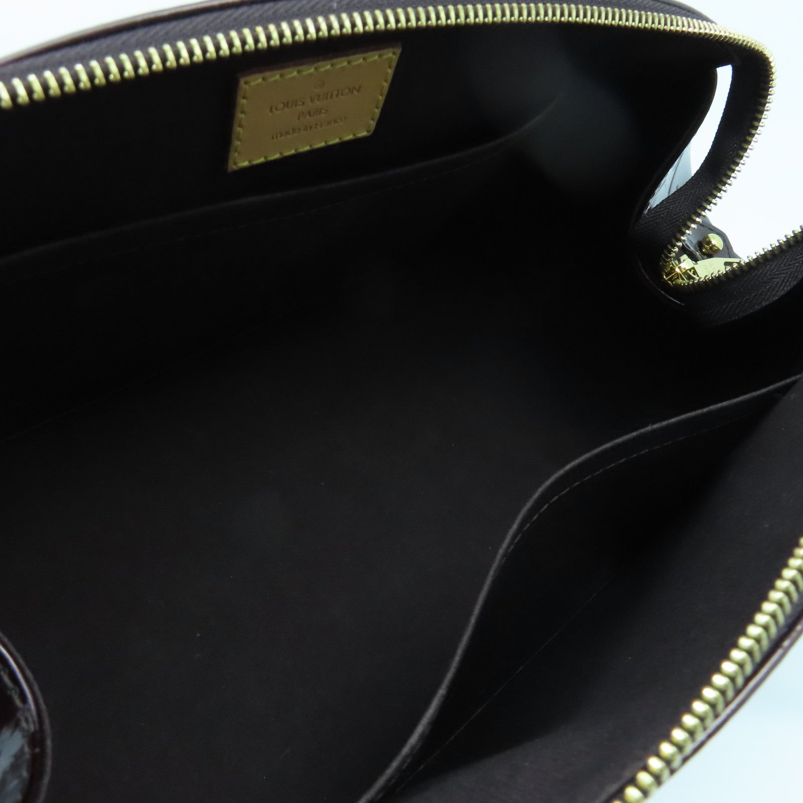 LOUIS VUITTON Vernis Sherwood PM金扣手挽袋酒紅色