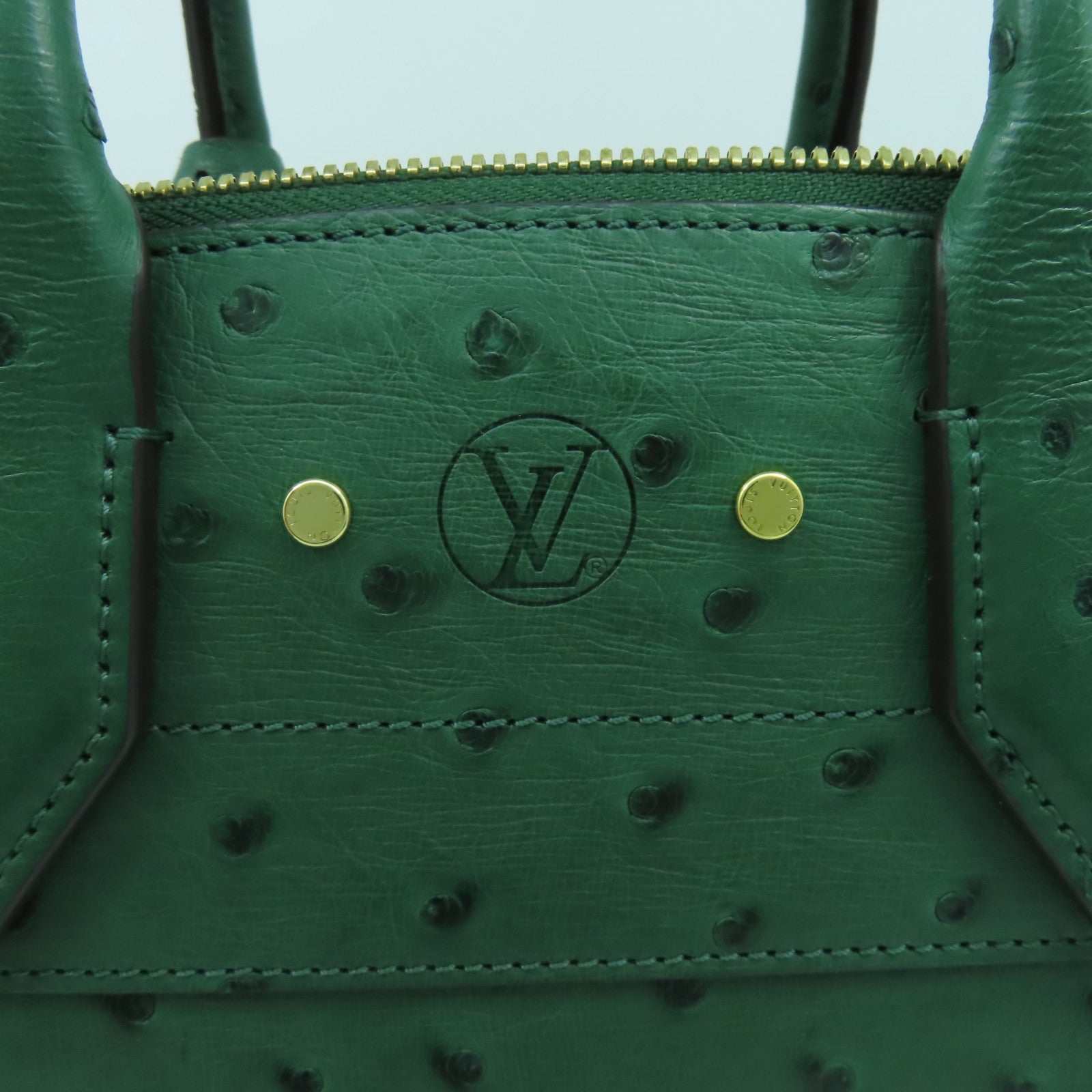 LOUIS VUITTON 鴕鳥皮革City Steamer MM金扣手挽肩背兩用袋綠色
