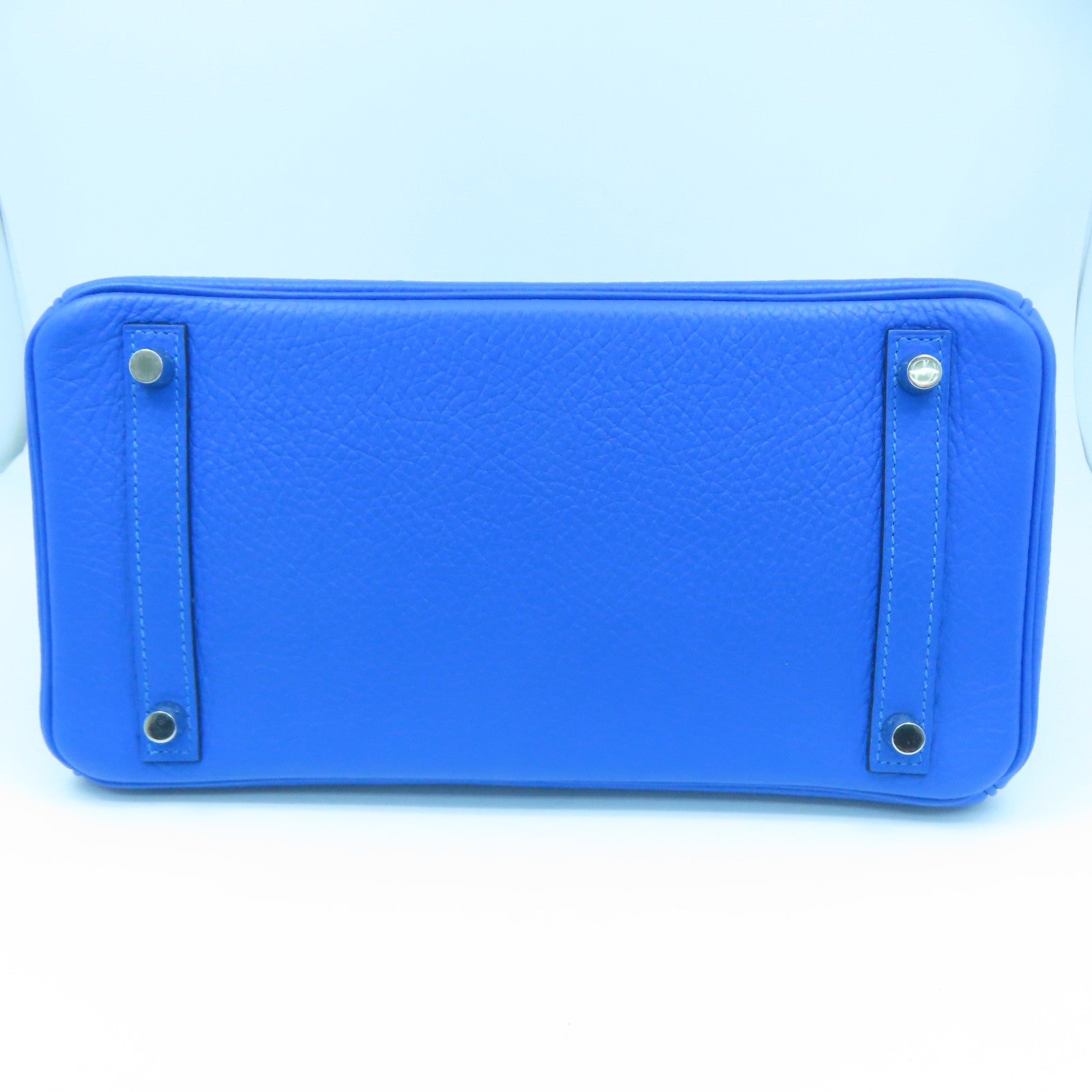 HERMES 【激減優惠】Clemence皮革Birkin 30 Hand Bag銀扣手挽袋藍色