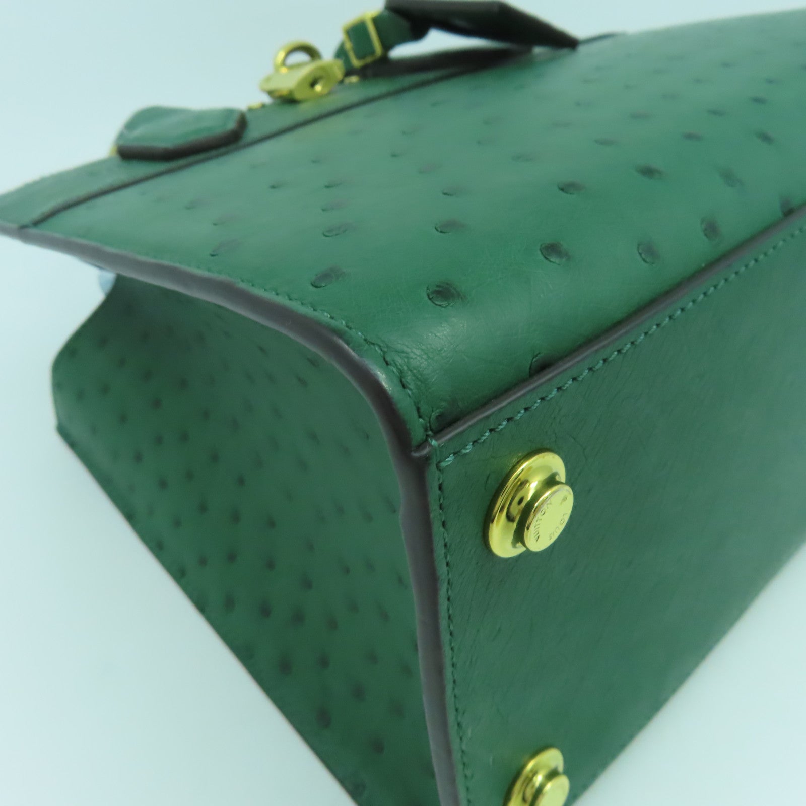LOUIS VUITTON 鴕鳥皮革City Steamer MM金扣手挽肩背兩用袋綠色