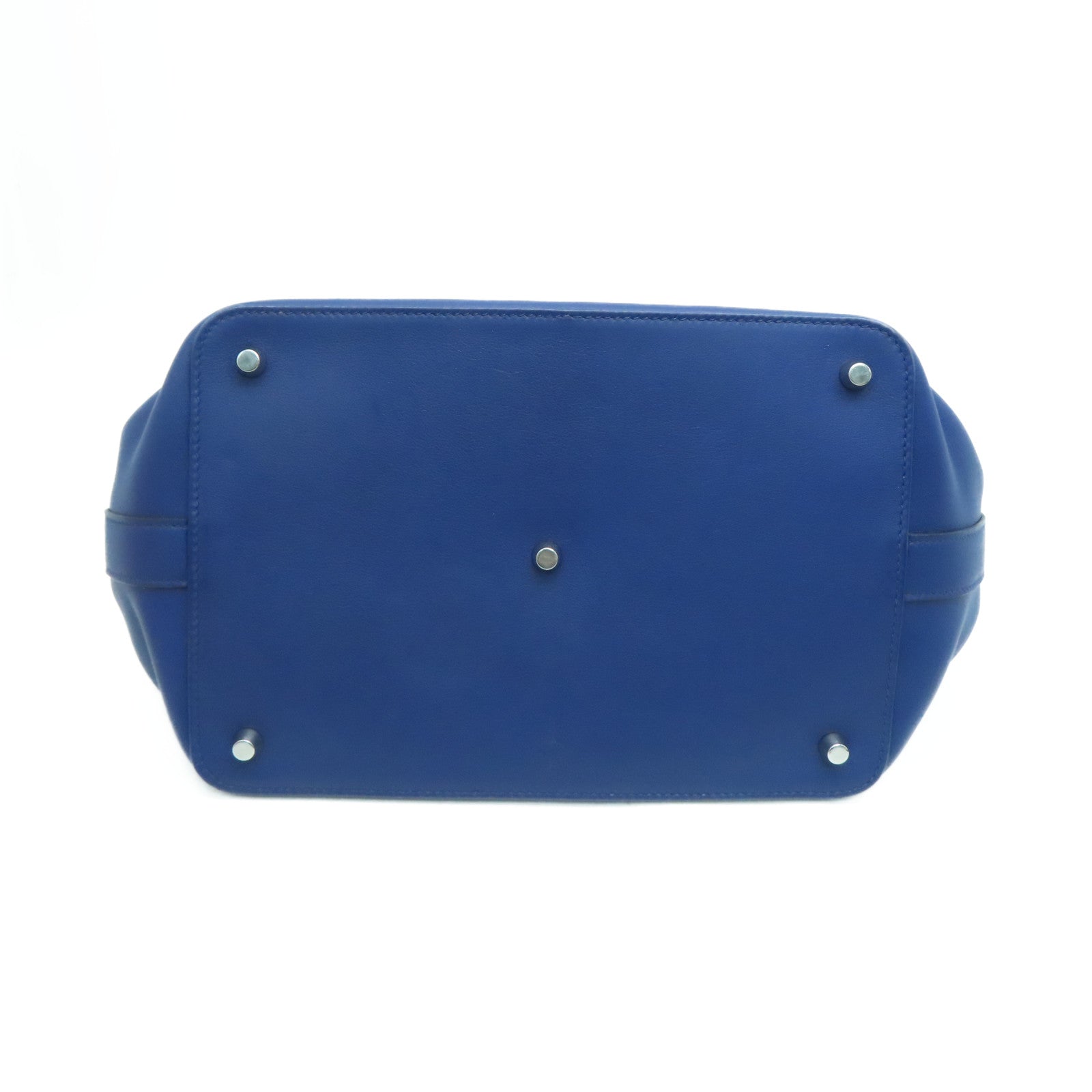 HERMES 【Sharp Discount】Evercolor Leather Toolbox 26 Silver Buckle Handle Shoulder Back Dual-purpose Bag Blue