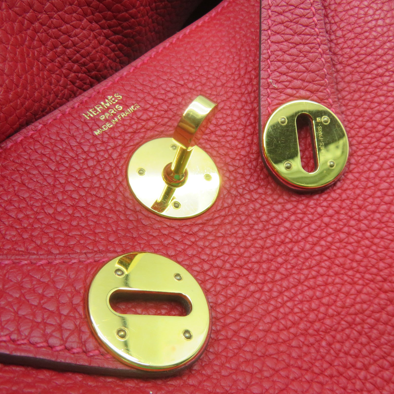 HERMES Clemence皮革 Lindy 26 Shoulder Bag金扣肩背袋Q5紅色