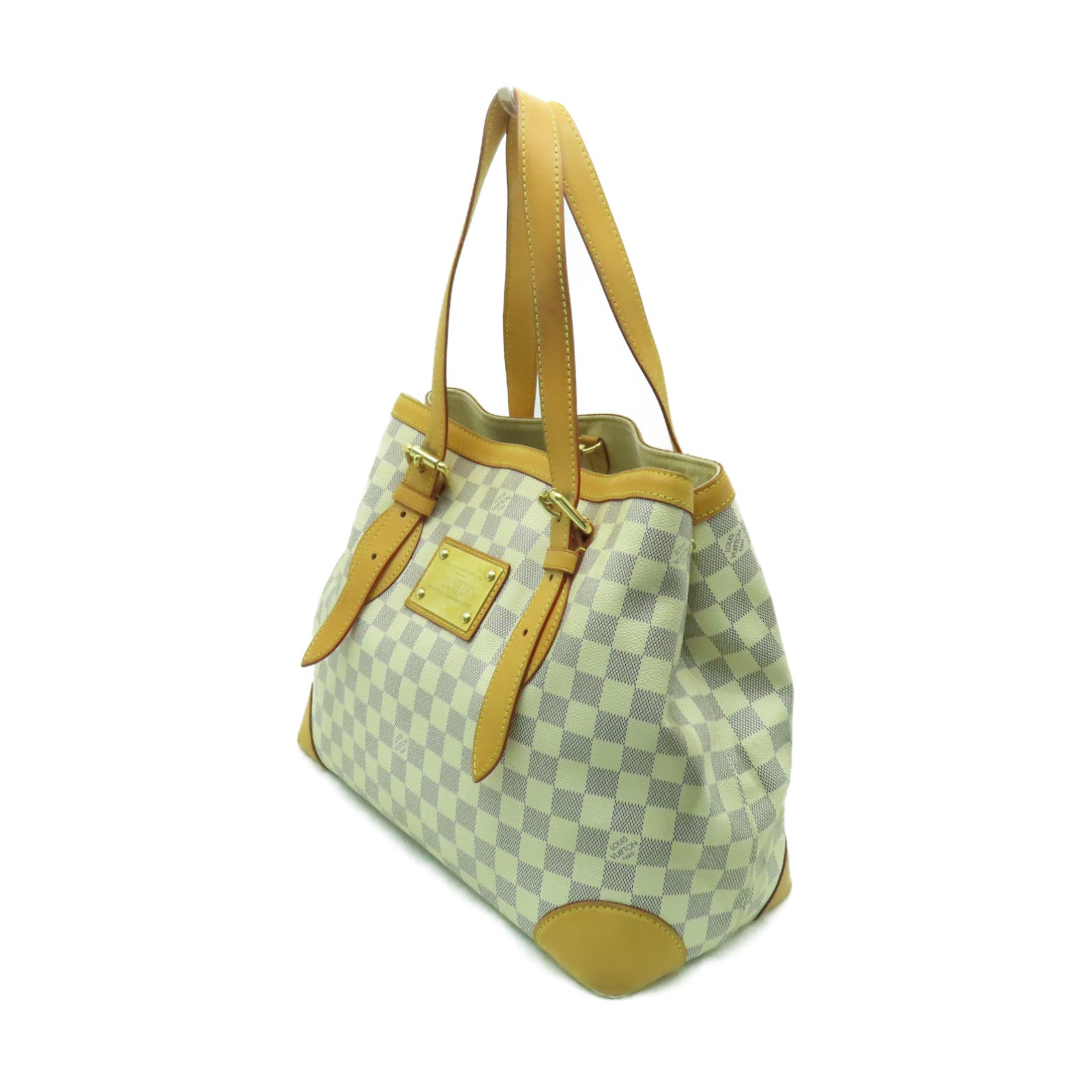 LOUIS VUITTON Damier Azur Hampstead MM金扣肩背袋白色
