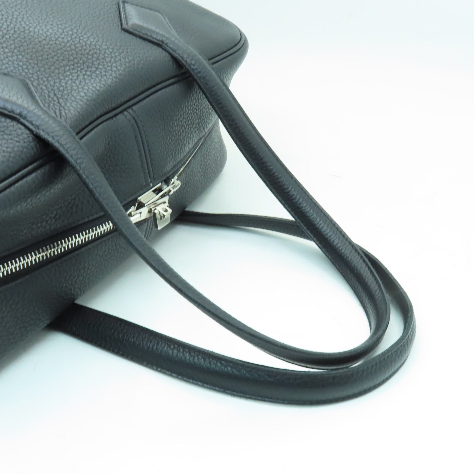 HERMES Clemence皮革Victoria銀扣肩背袋黒色
