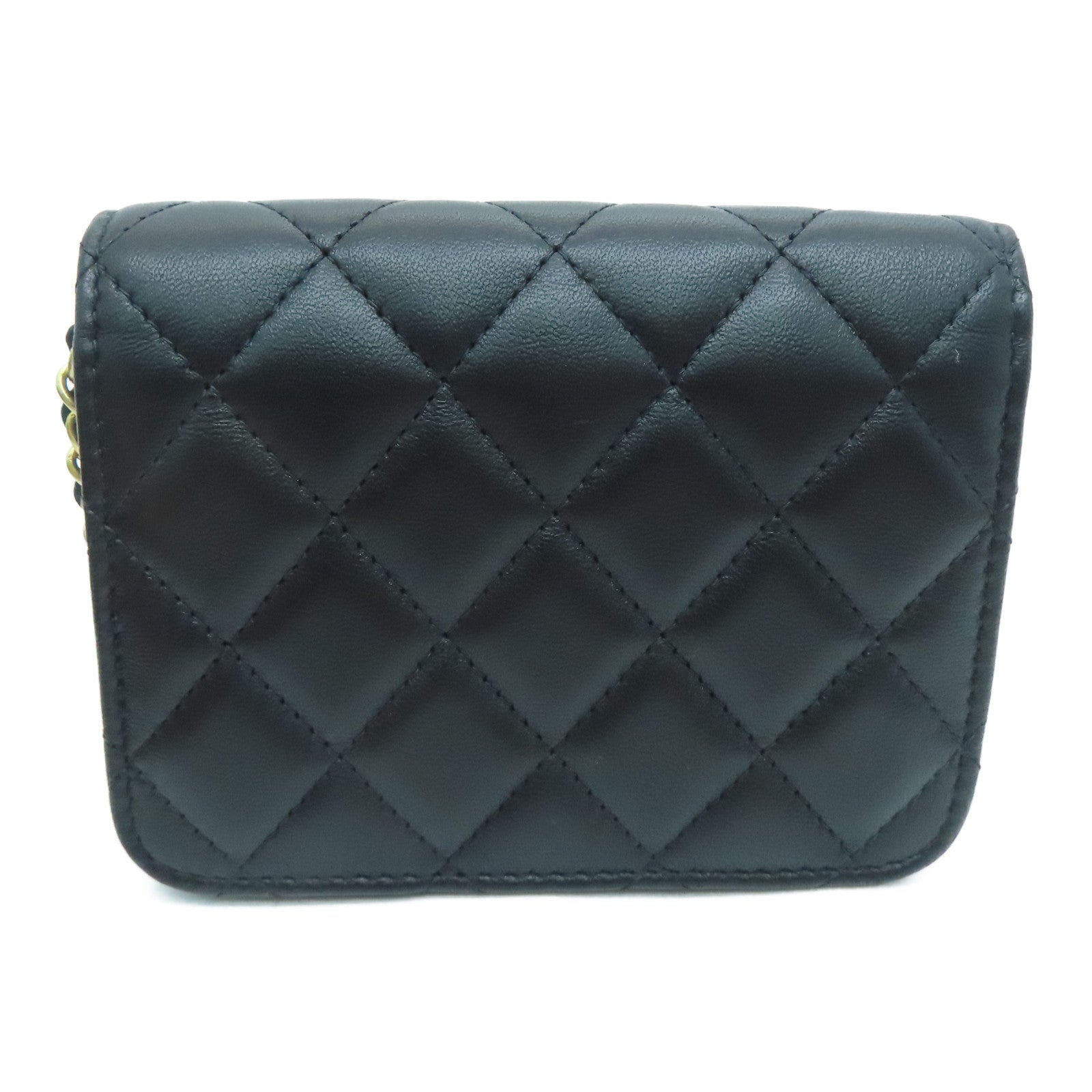 CHANEL 【激减优惠】菱格羊皮皮革Clutch With Chain肩背袋黑色