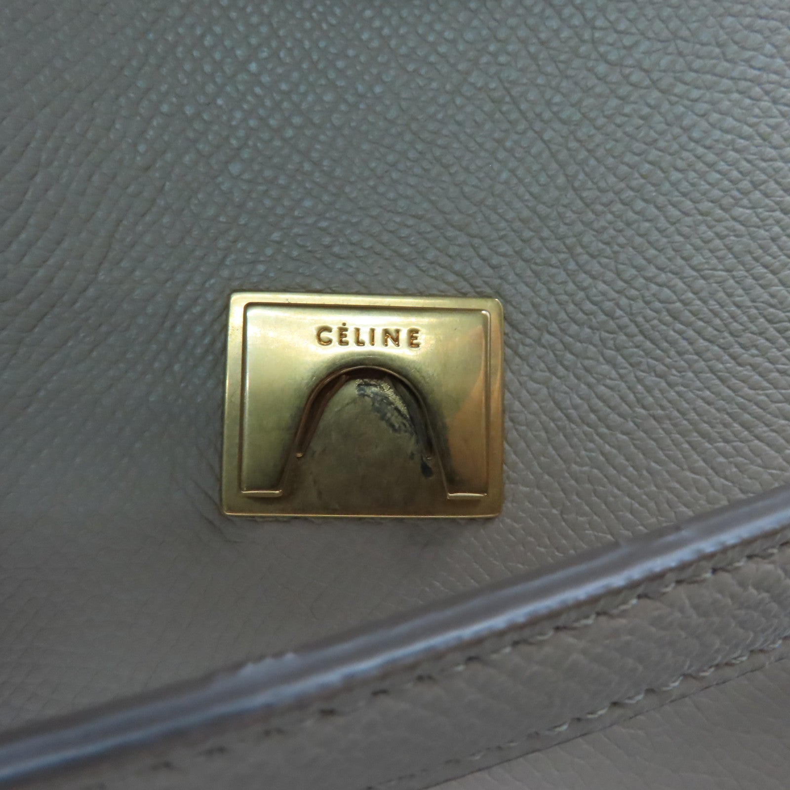 CELINE 牛皮皮革Belt Bag金扣手挽肩背兩用袋米色