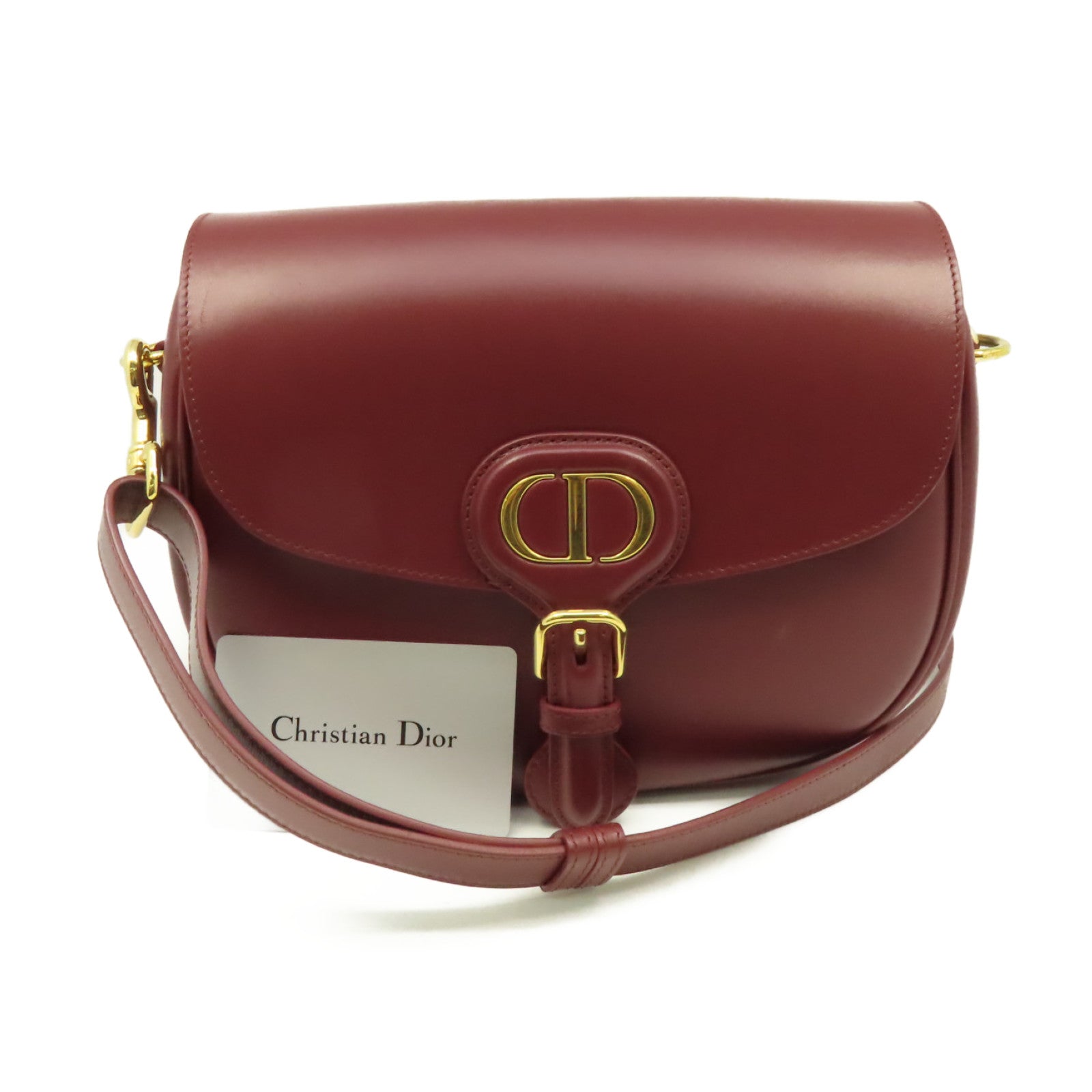 Dior 牛皮皮革Bobby Shoulder Bag金扣肩背袋酒紅色