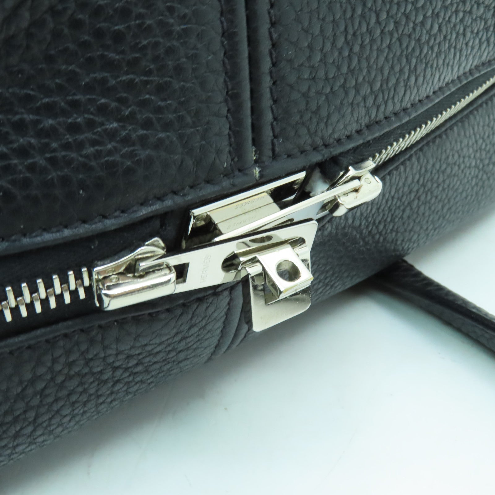 HERMES Clemence皮革Victoria銀扣肩背袋黒色