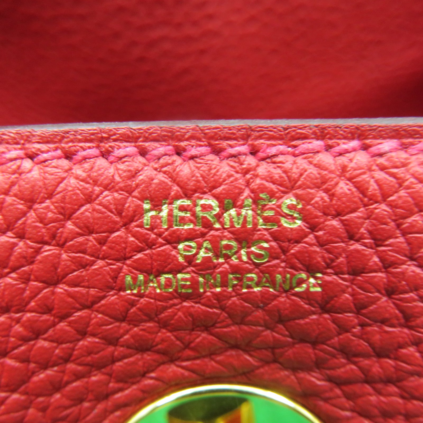 HERMES Clemence皮革 Lindy 26 Shoulder Bag金扣肩背袋Q5紅色
