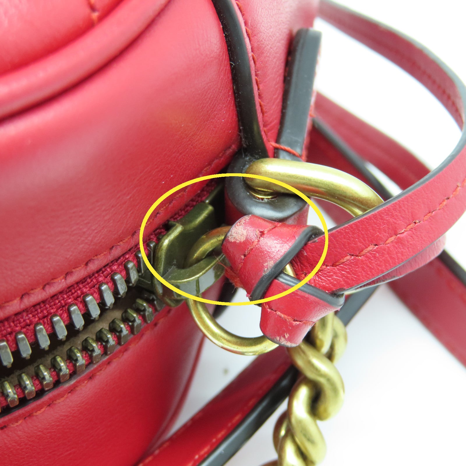 GUCCI 牛皮皮革Shoulder Bag金扣肩背袋红色