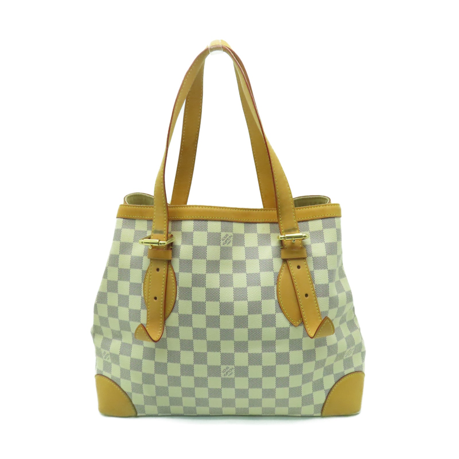 LOUIS VUITTON Damier Azur Hampstead MM金扣肩背袋白色