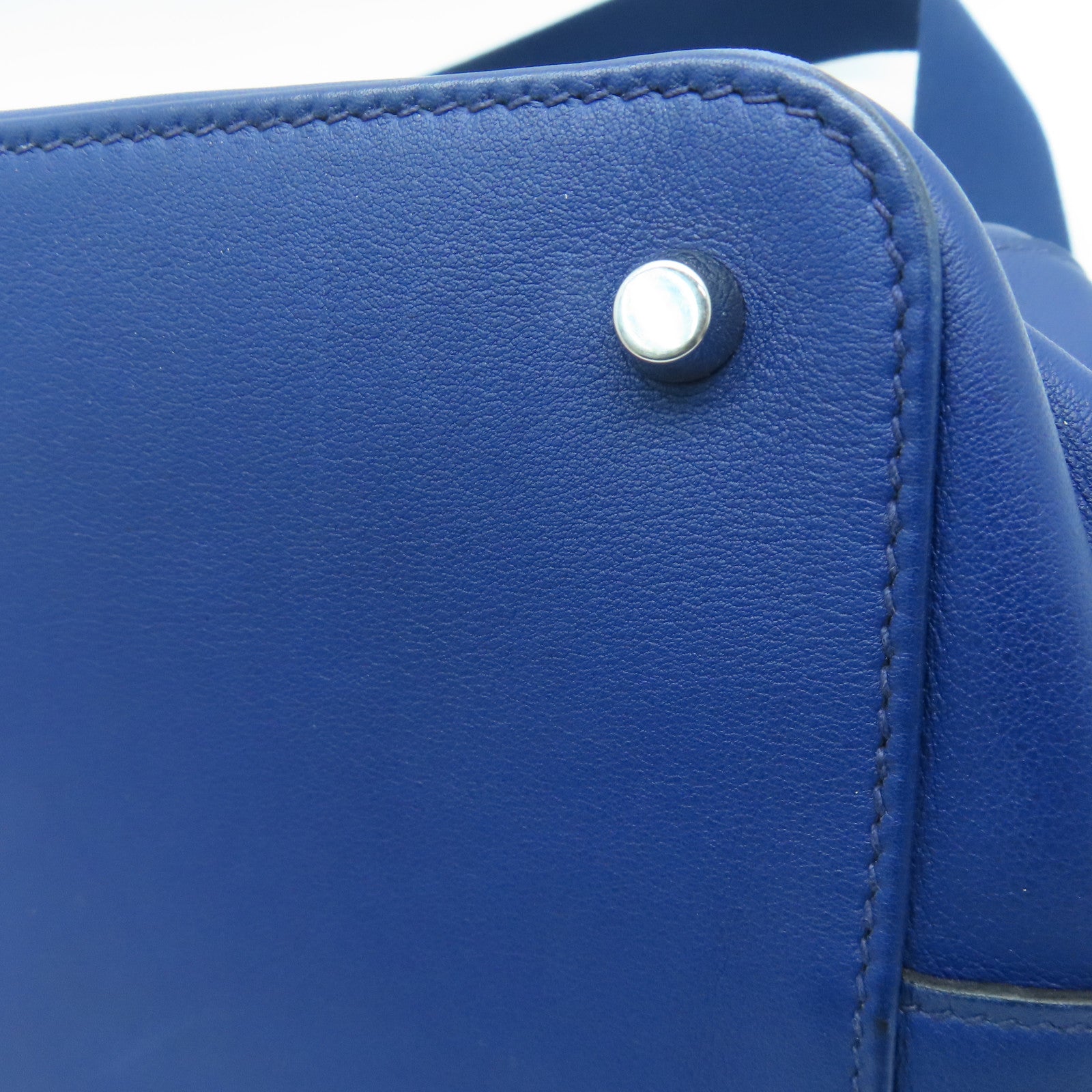 HERMES 【Sharp Discount】Evercolor Leather Toolbox 26 Silver Buckle Handle Shoulder Back Dual-purpose Bag Blue