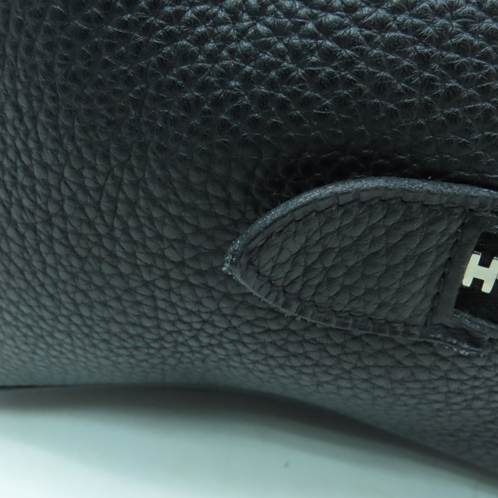 HERMES Clemence皮革Victoria銀扣肩背袋黒色