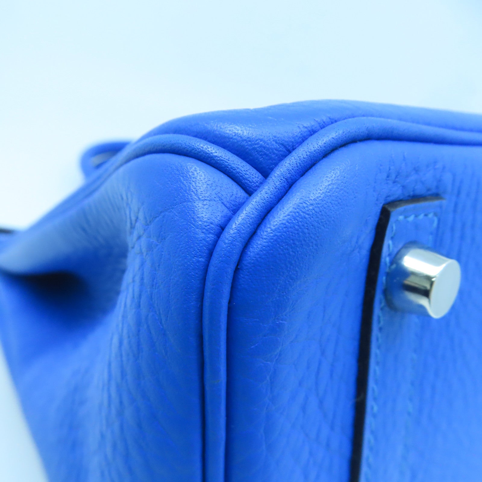 HERMES 【激減優惠】Clemence皮革Birkin 30 Hand Bag銀扣手挽袋藍色
