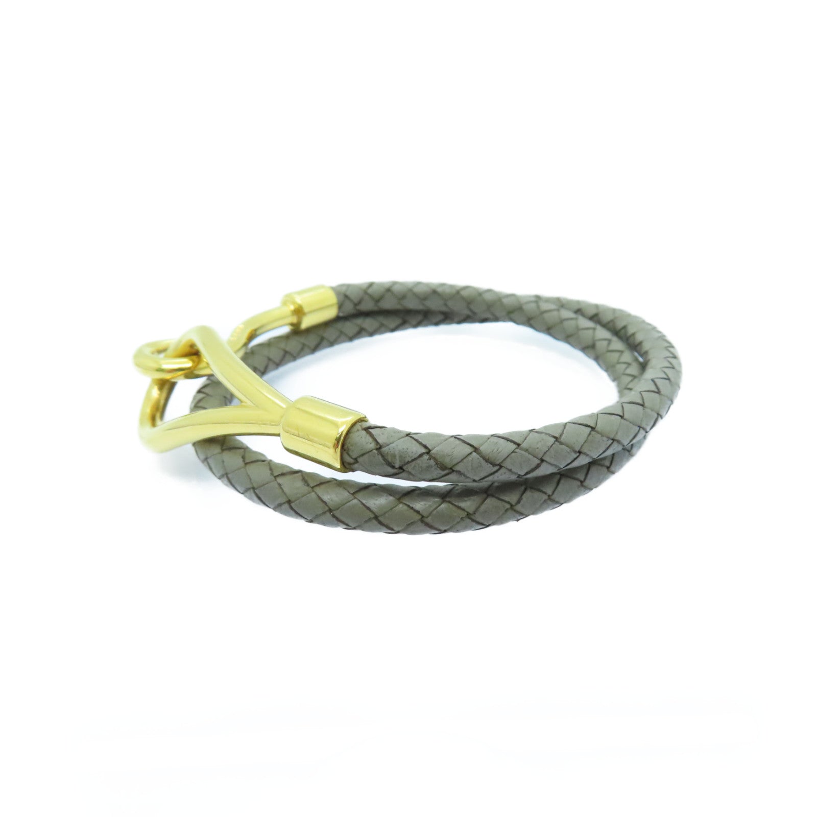 HERMES Swift Leather Jumbo H Bracelet Bracelet Etain Gray/Gold