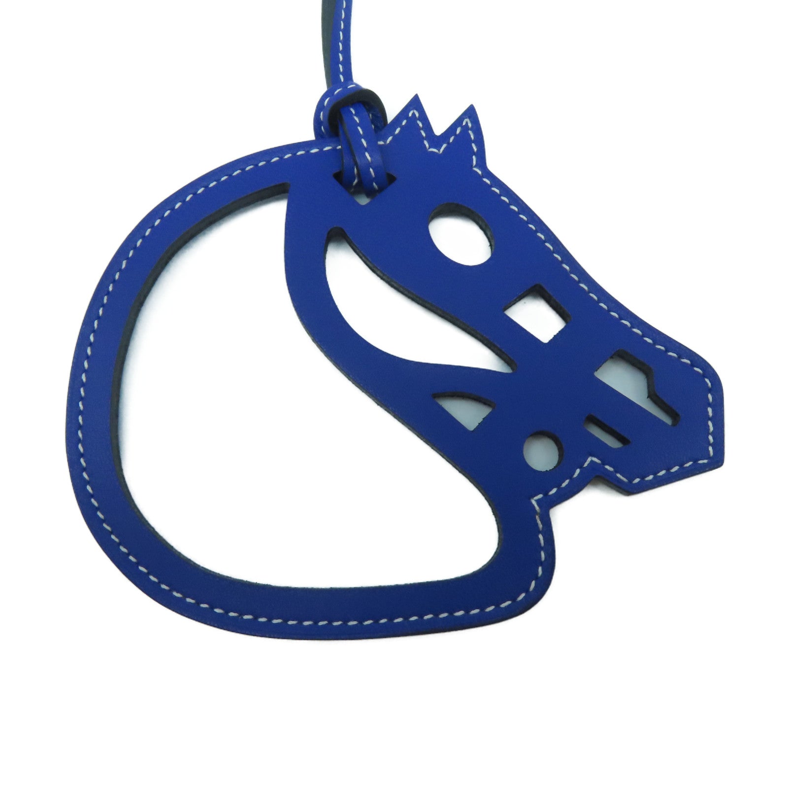 HERMES Swift皮革Horse Charm掛飾電光藍色