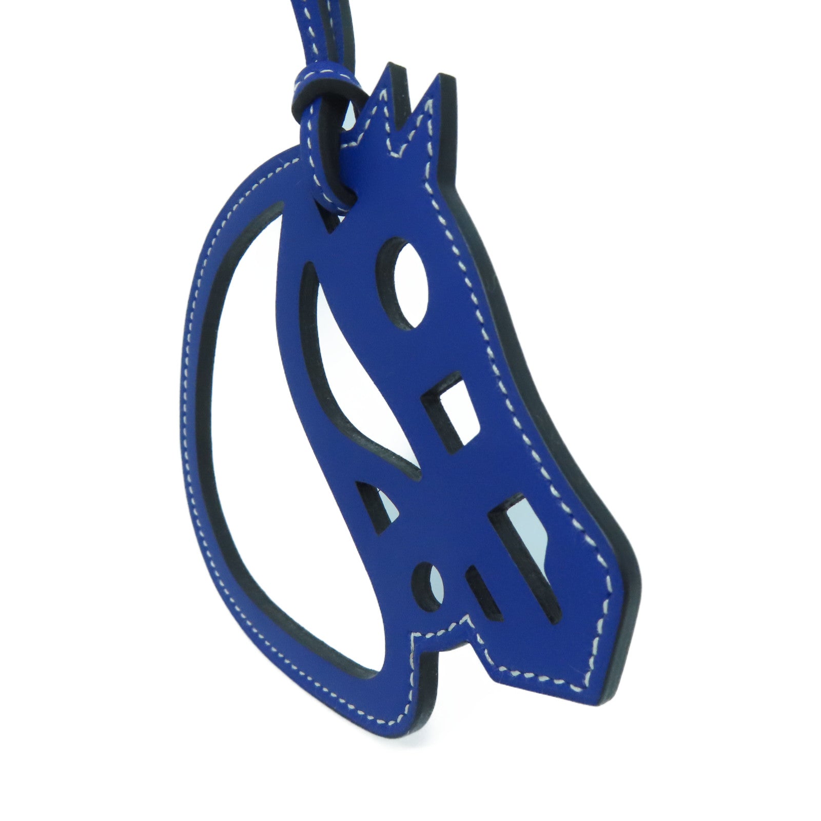 HERMES Swift皮革Horse Charm掛飾電光藍色