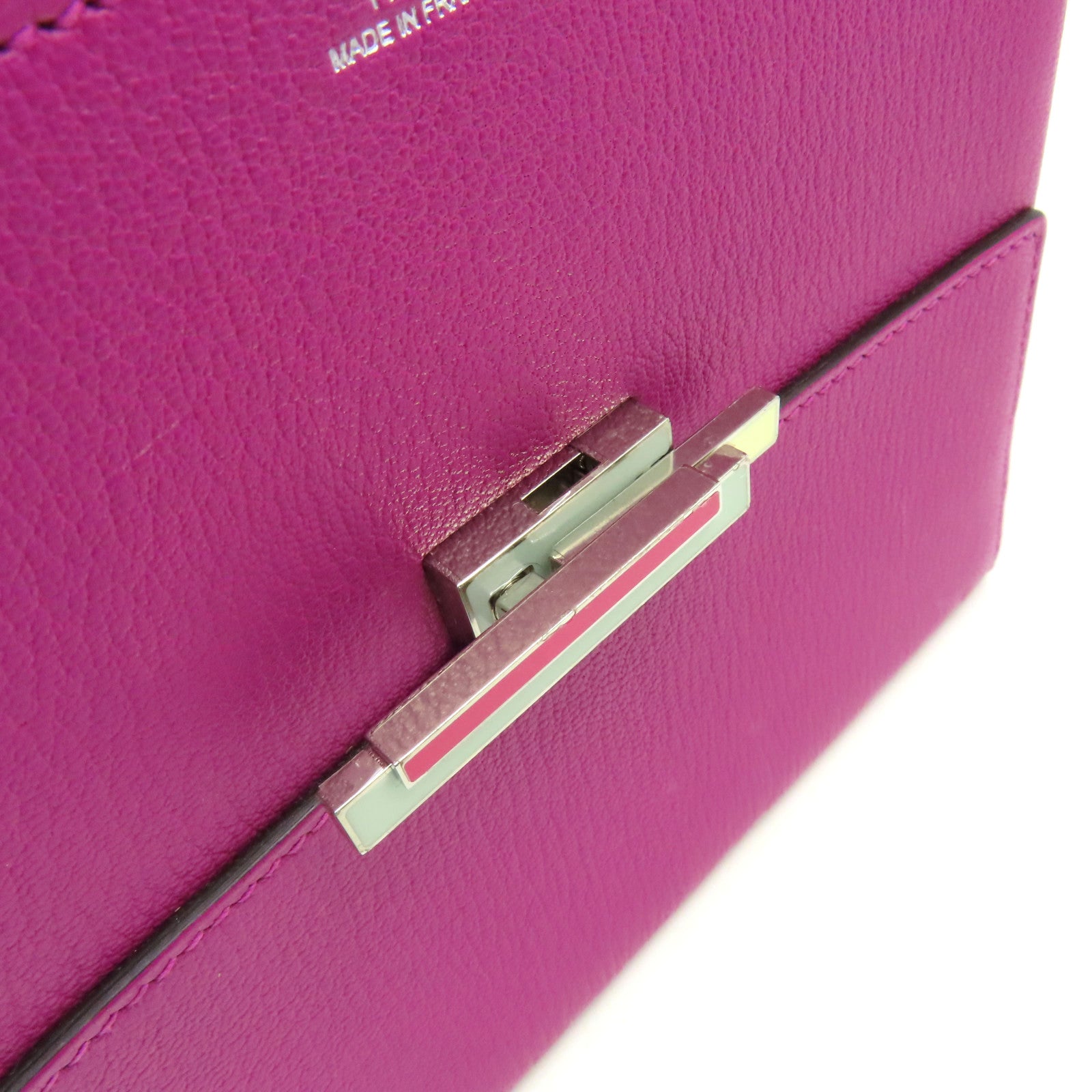 HERMES 【激減優惠】Chevre皮革Cinhetiz 2Way Shoulder Bag銀扣鏈帶手挽肩背兩用袋Rose Purple玫瑰紫色