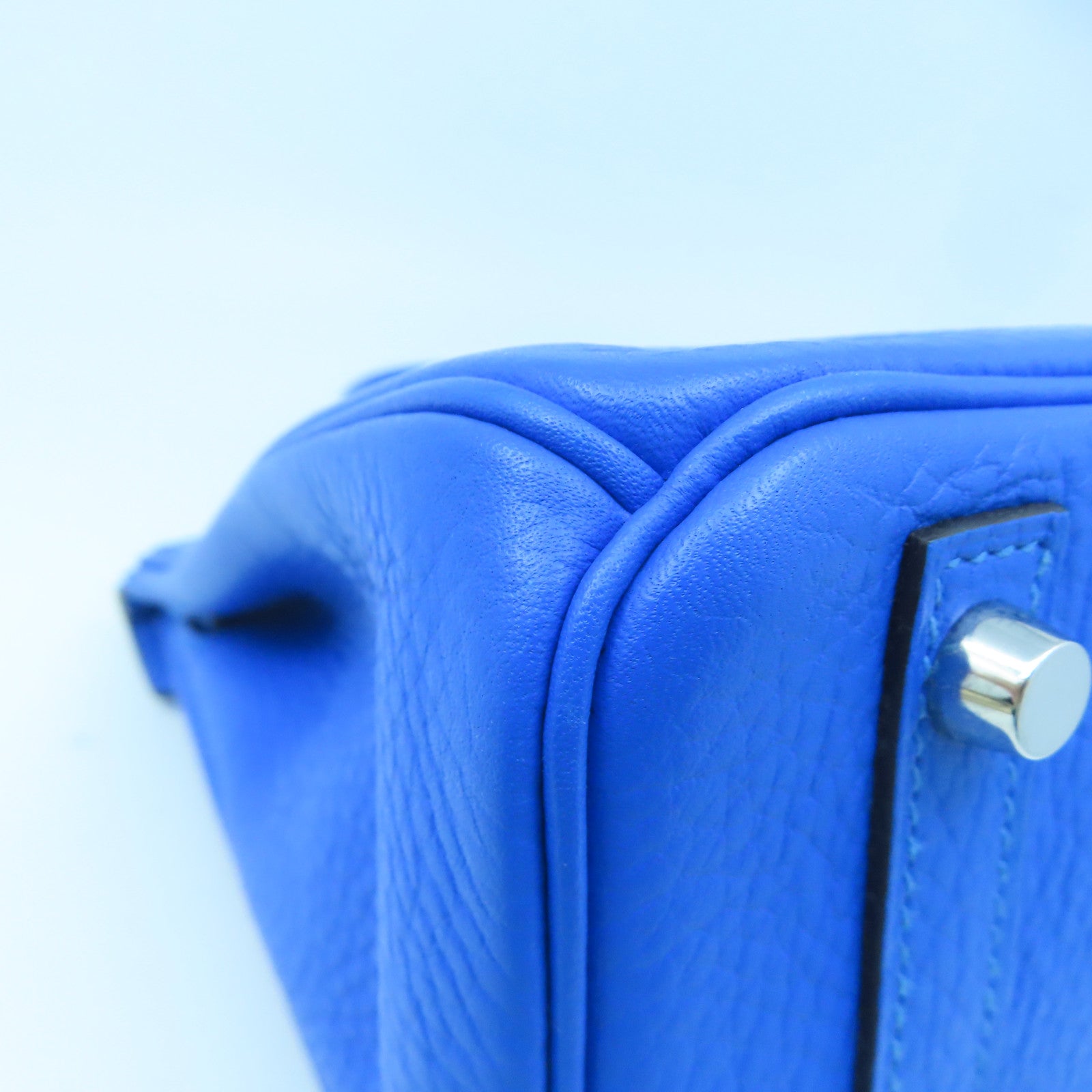 HERMES 【激減優惠】Clemence皮革Birkin 30 Hand Bag銀扣手挽袋藍色