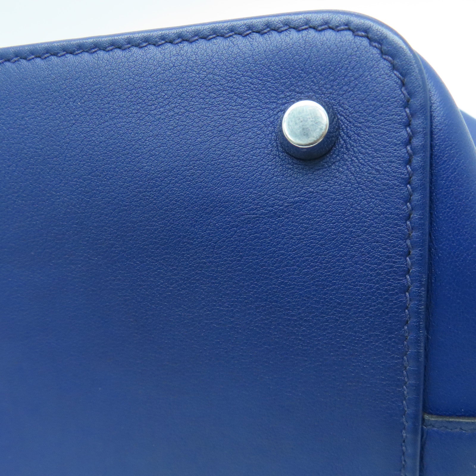 HERMES 【Sharp Discount】Evercolor Leather Toolbox 26 Silver Buckle Handle Shoulder Back Dual-purpose Bag Blue