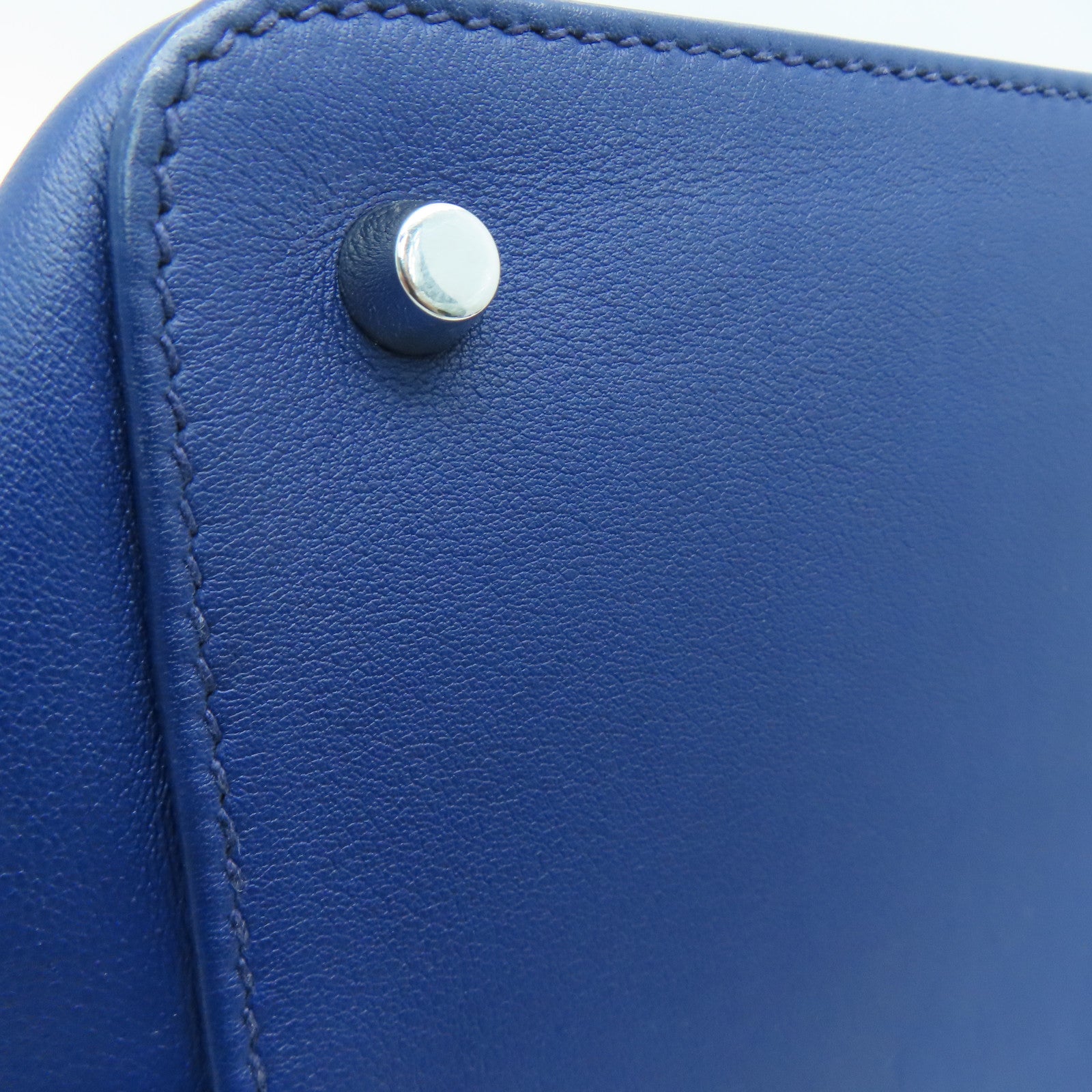 HERMES 【Sharp Discount】Evercolor Leather Toolbox 26 Silver Buckle Handle Shoulder Back Dual-purpose Bag Blue