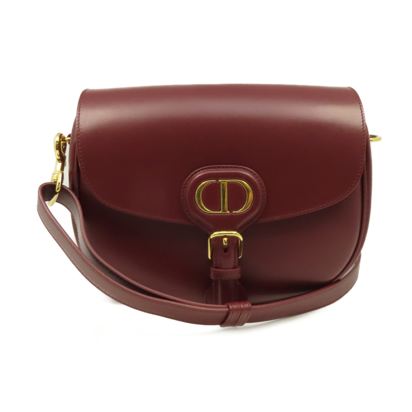 Dior 牛皮皮革Bobby Shoulder Bag金扣肩背袋酒紅色