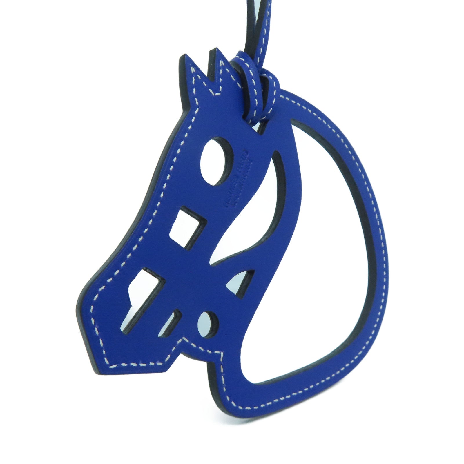 HERMES Swift皮革Horse Charm掛飾電光藍色