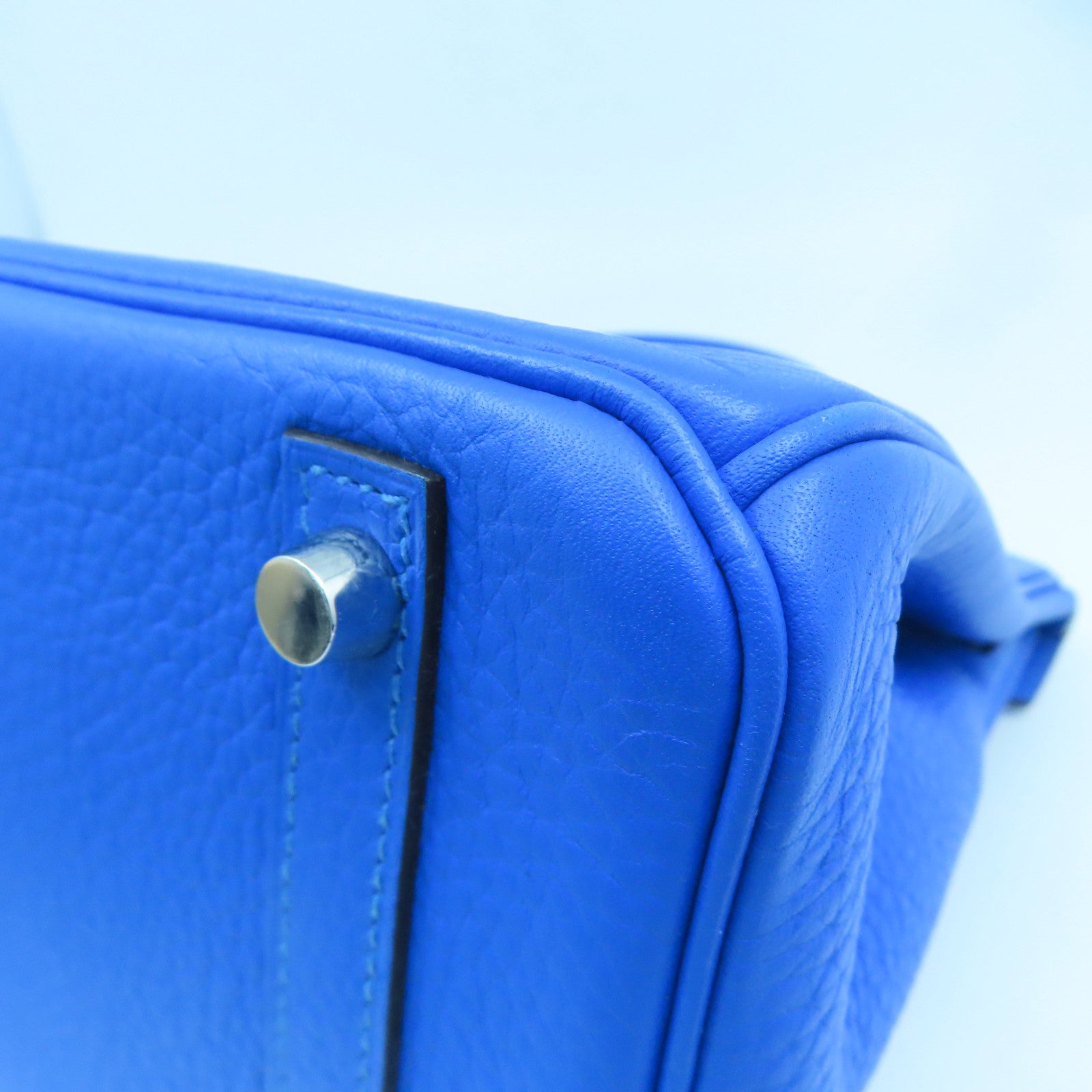 HERMES 【激減優惠】Clemence皮革Birkin 30 Hand Bag銀扣手挽袋藍色