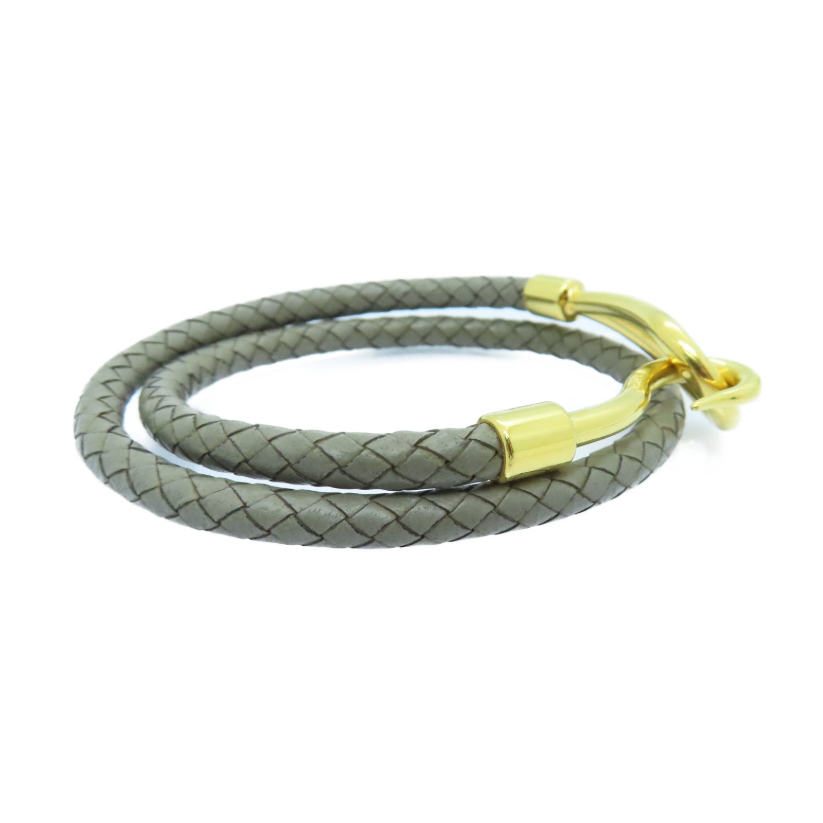 HERMES Swift Leather Jumbo H Bracelet Bracelet Etain Gray/Gold