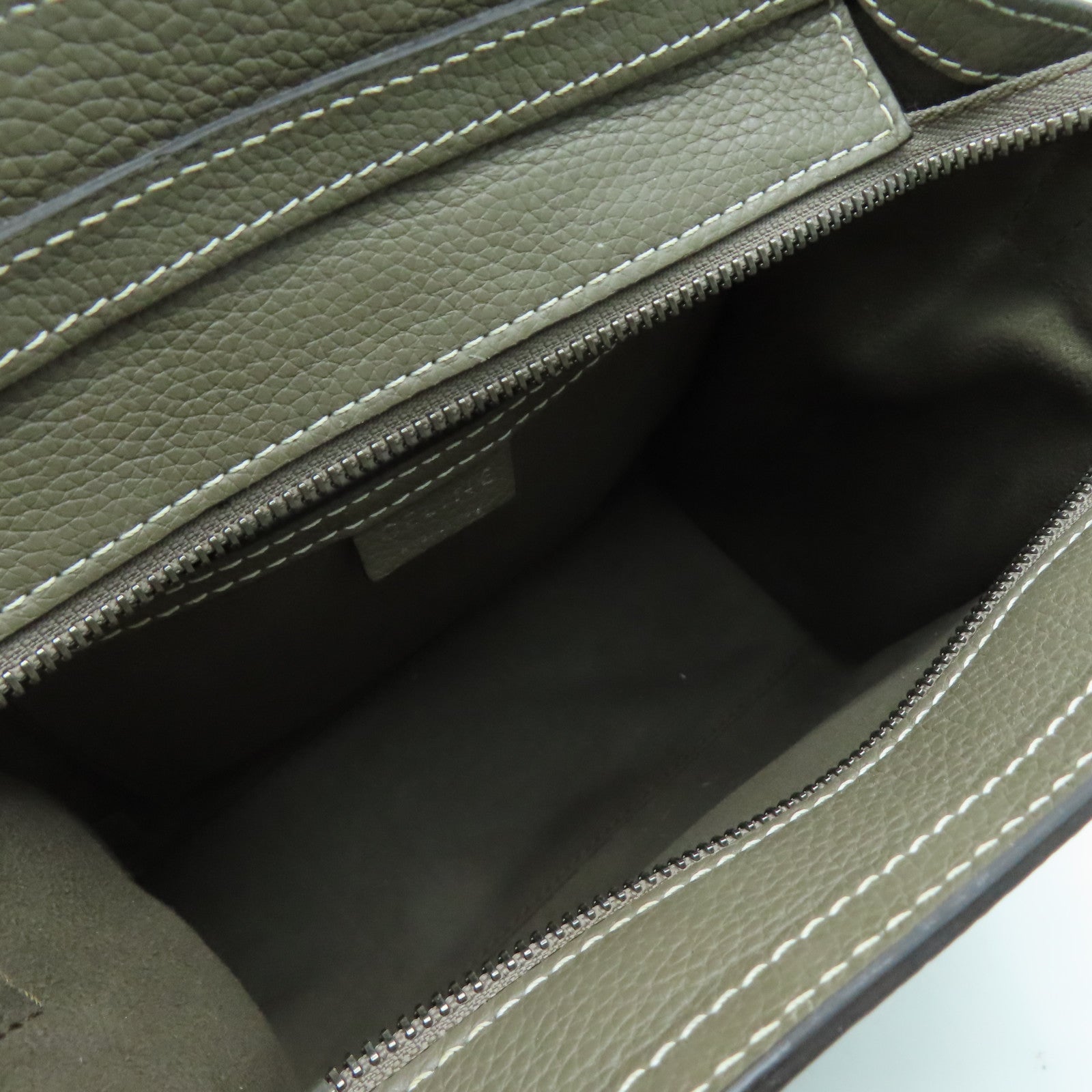CELINE 【激減優惠】牛皮皮革Nano Luggage銀扣手挽肩背兩用袋灰色