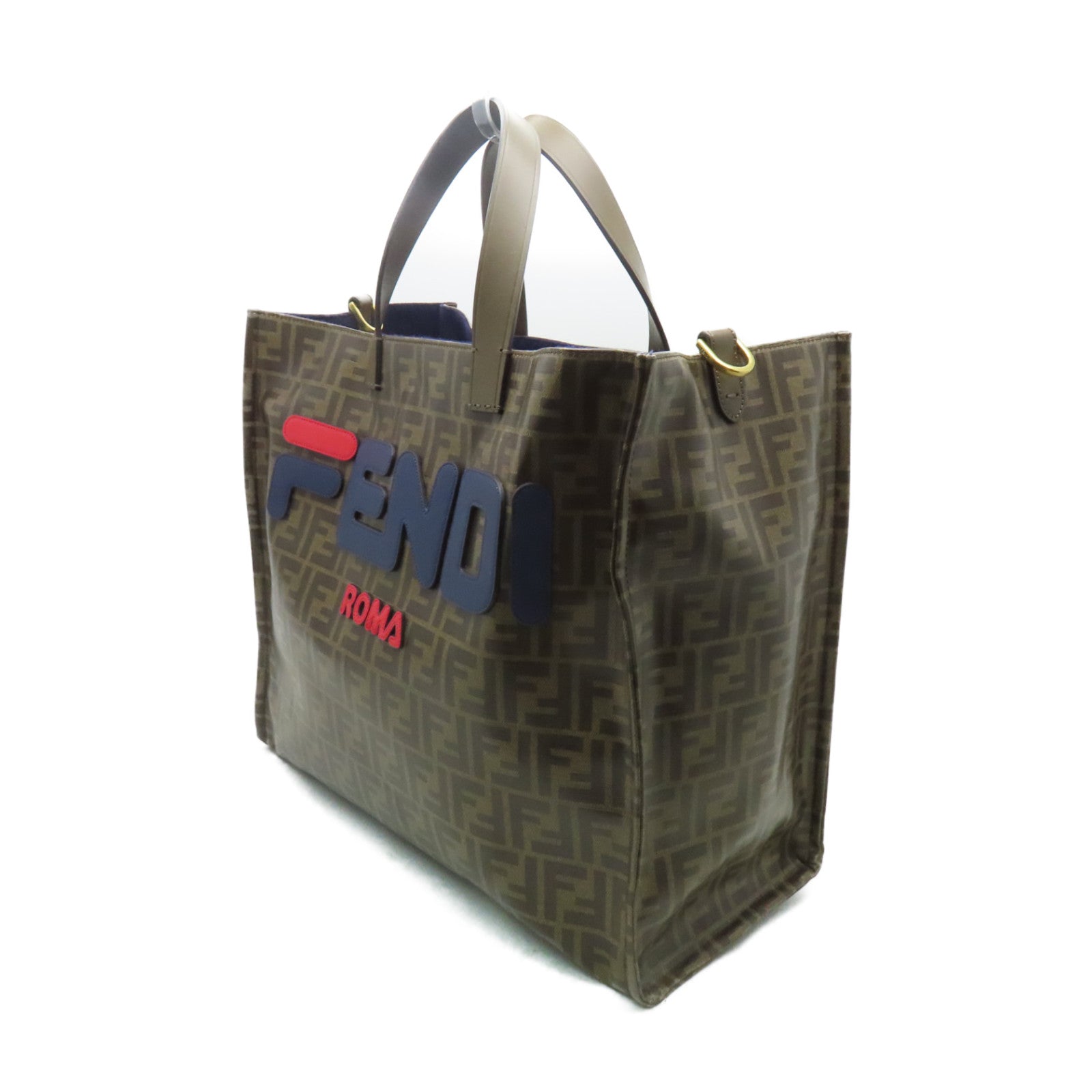 FENDI 塗層帆布Tote Bag金扣手挽袋啡色
