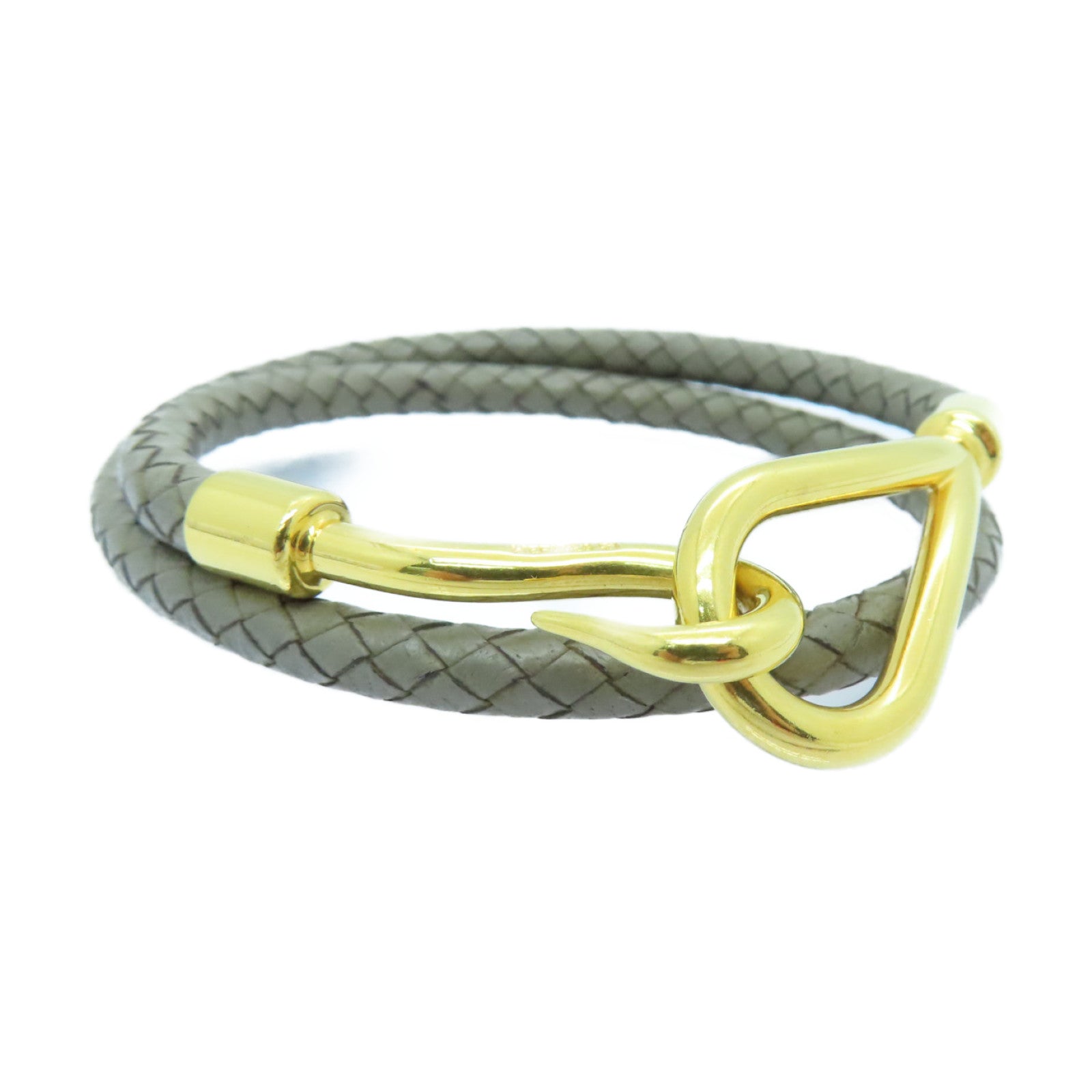 HERMES Swift Leather Jumbo H Bracelet Bracelet Etain Gray/Gold